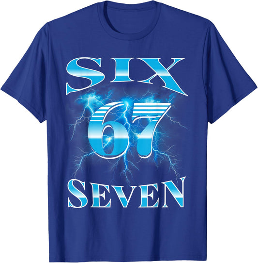 Six Seven 67 Meme Bootleg Style 90s 80s Alpha Gen Slang T-Shirt - T-Shirt | Royal