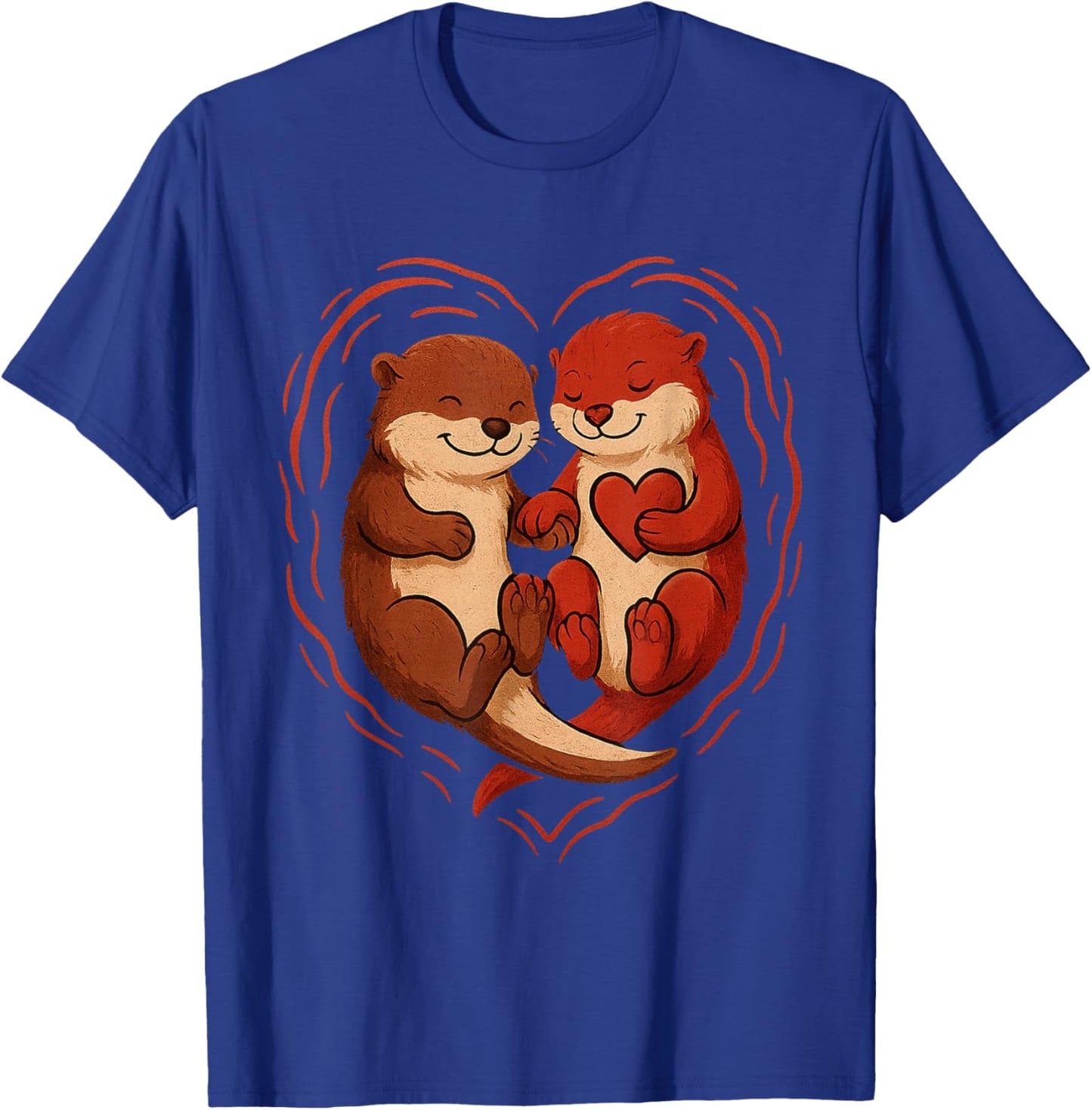 Cute Otter Valentine's Day Love Otters Holding Hands T-Shirt - T-Shirt | Royal