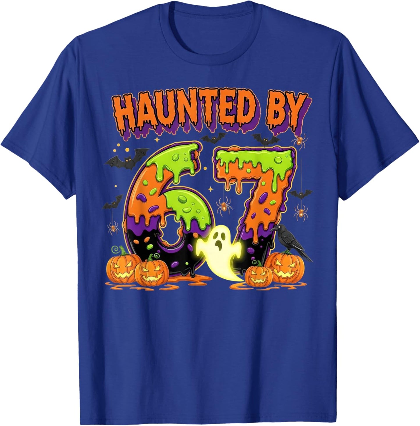Haunted by 6-7 Retro Halloween 67 Ghost Pumpkin Funny Kids T-Shirt - T-Shirt | Royal