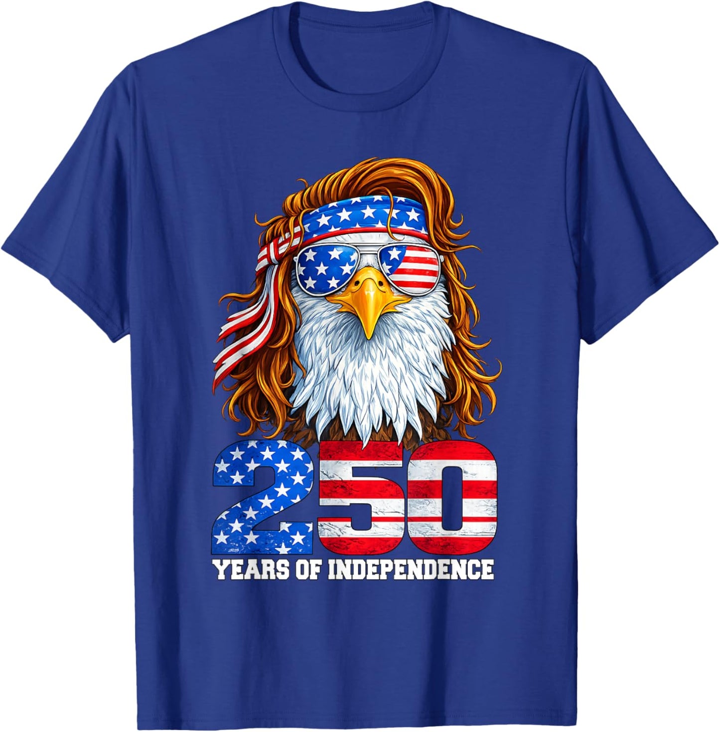 4th July American Flag Eagle Vintage 250 Years 1776 2026 T-Shirt - T-Shirt | Royal
