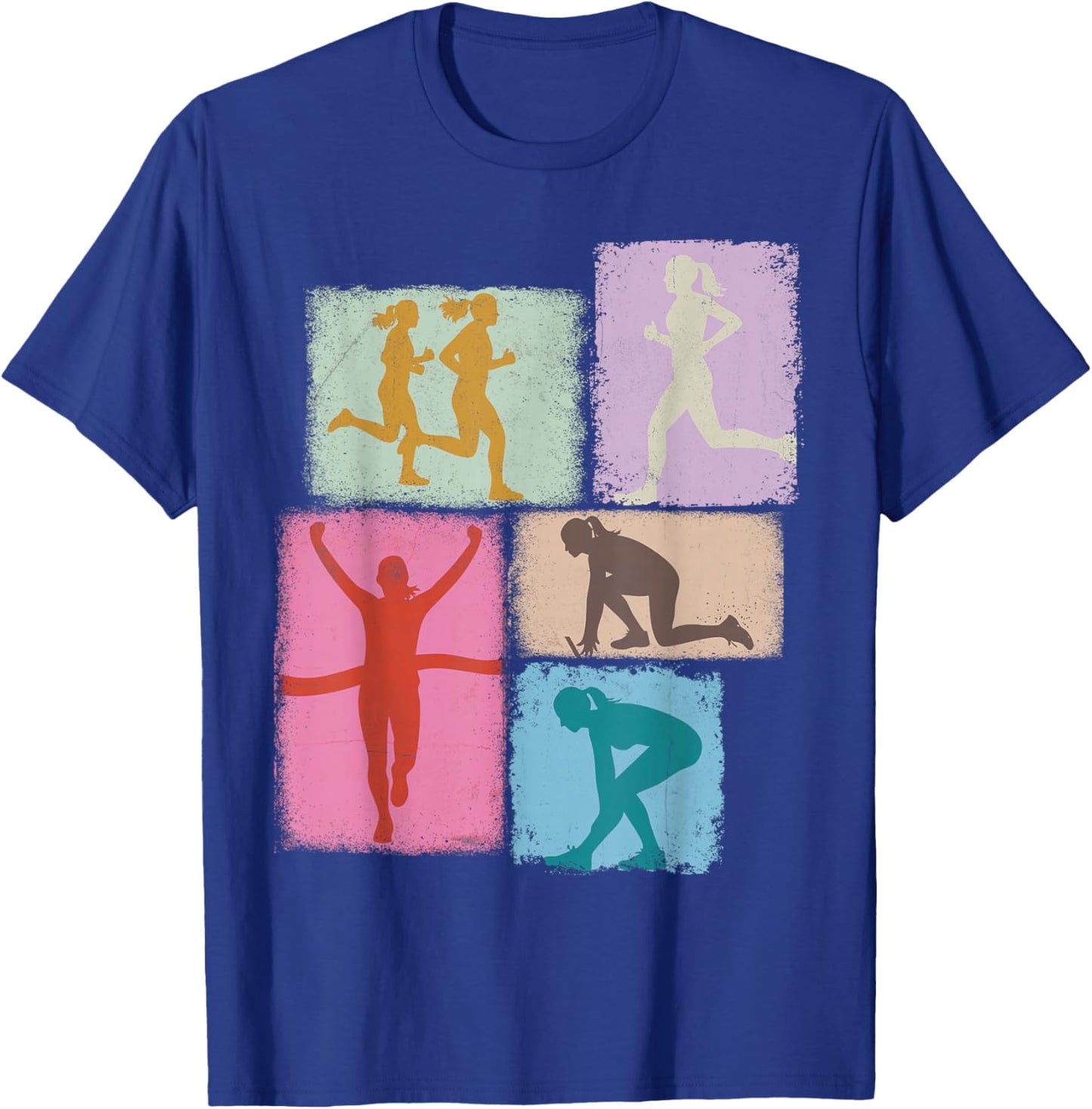 Running Collage Runner Women Coach Marathoner Run Mom T-Shirt - T-Shirt | Royal