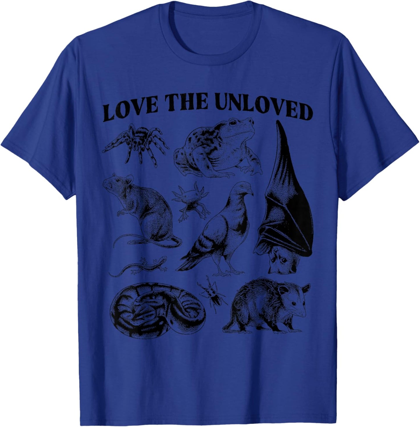 Love The Unloved Cute Animals Biology Vet Funny Axolotl Bat T-Shirt - T-Shirt | Royal