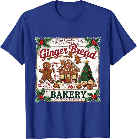 Gingerbread Bakery Christmas Cookie Dealer Holiday Vintage T-Shirt - T-Shirt | Royal