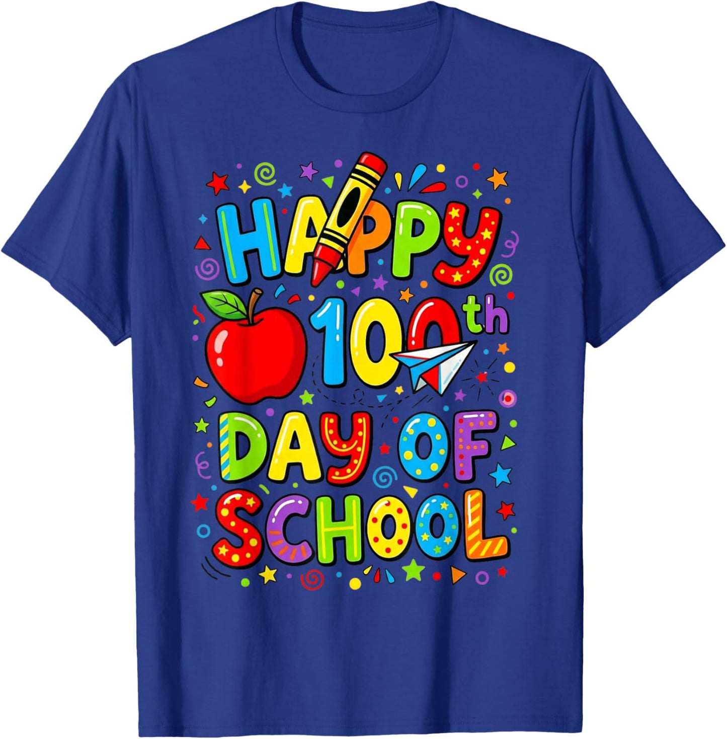 Happy 100th Day of School Cute for Kids Students Teachers T-Shirt - T-Shirt | Royal
