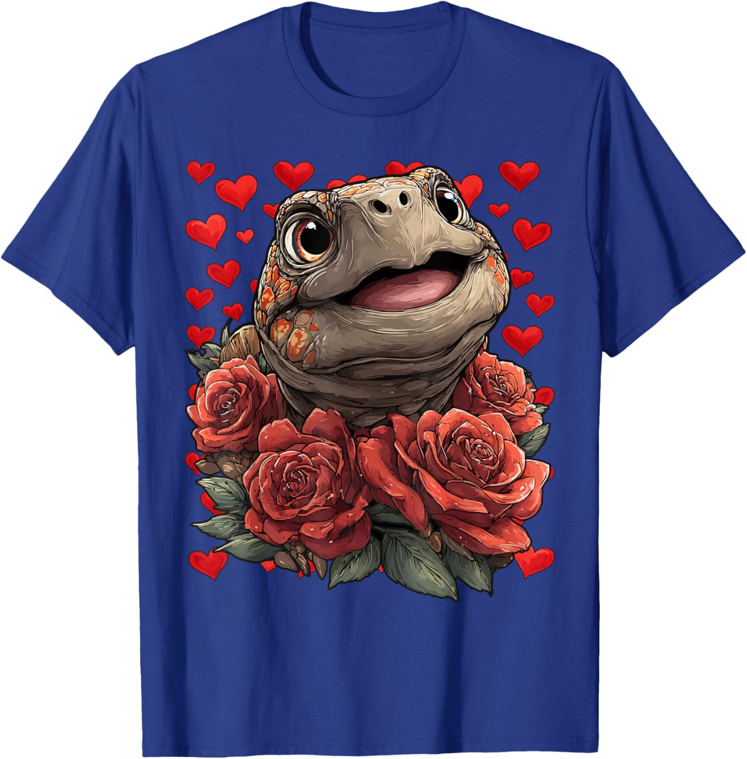 Cute Turtle with Red Roses Hearts Valentine’s Day Animal T-Shirt - T-Shirt | Royal