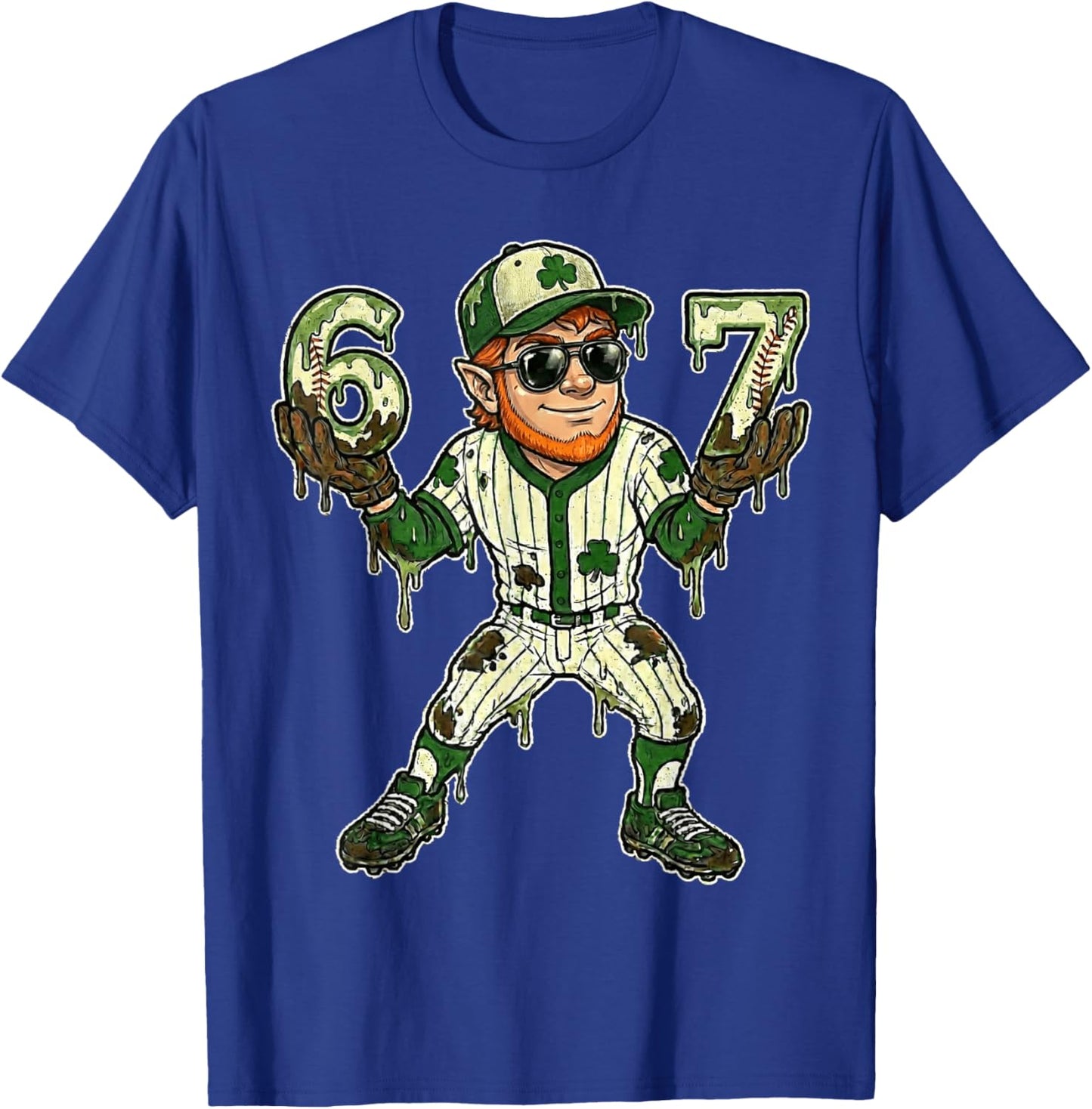 Funny St Patricks Day Leprechaun Baseball Dripping 67 Drip T-Shirt - T-Shirt | Royal
