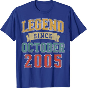 Legend October 2005 20th Birthday Men Women 20 Year Old T-Shirt - T-Shirt | Royal