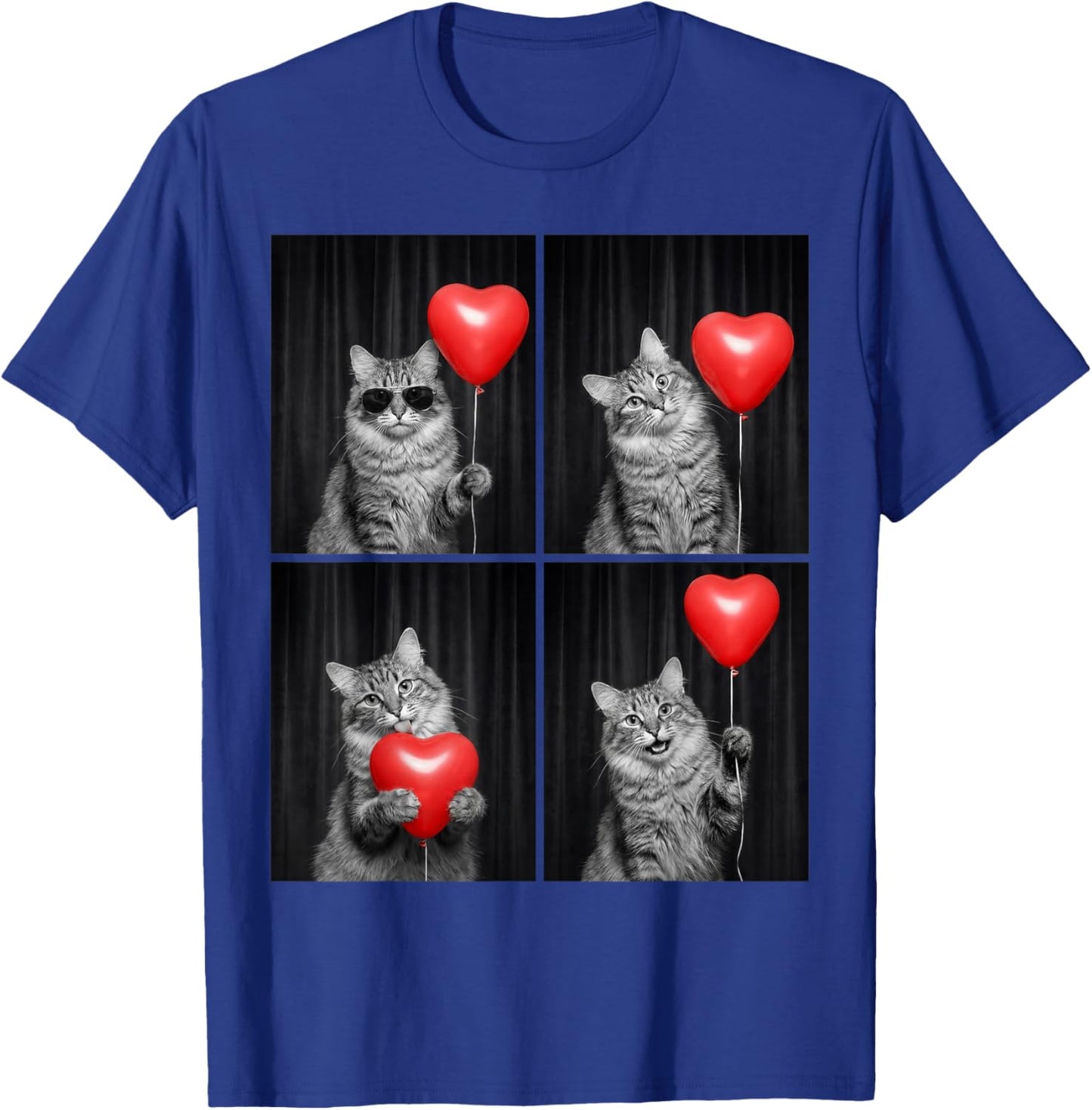 Funny Cat Photobooth Kitten Lover Design Valentines T-Shirt - T-Shirt | Royal