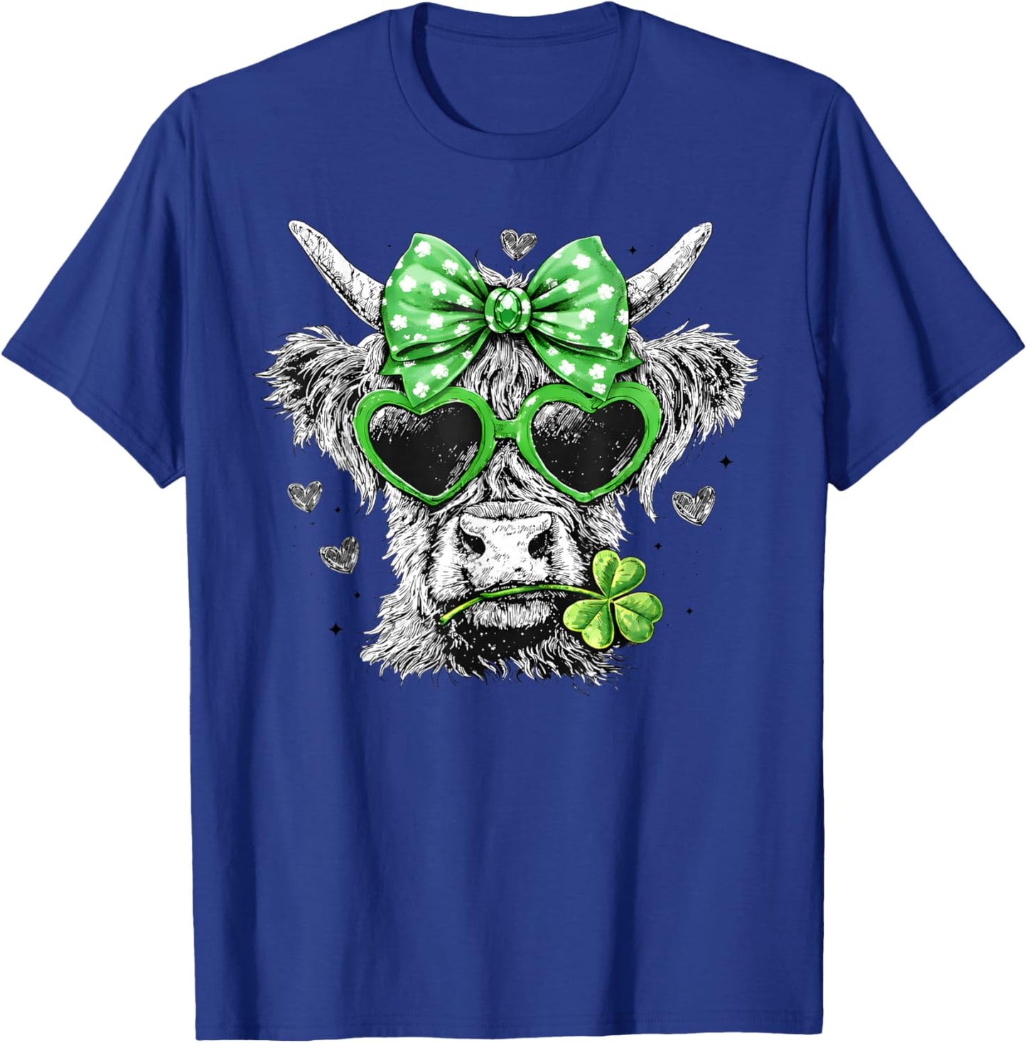 St Patricks Day Coquette Bow Highland Cow Howdy Western T-Shirt - T-Shirt | Royal