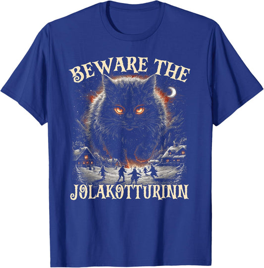 Beware The Jólakötturinn Funny Yule Cat Christmas T-Shirt - T-Shirt | Royal