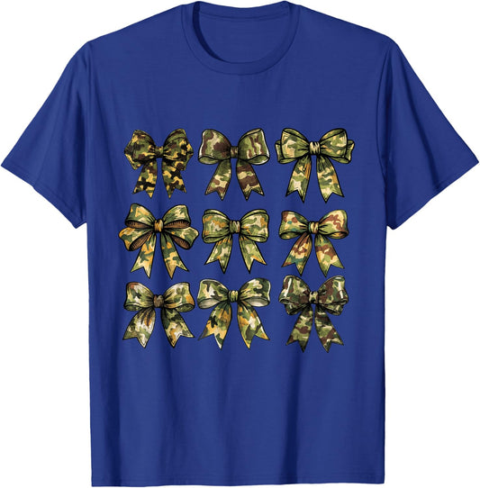 Camouflage Bow Camo Coquette Bow Hunting Women Girl T-Shirt - T-Shirt | Royal