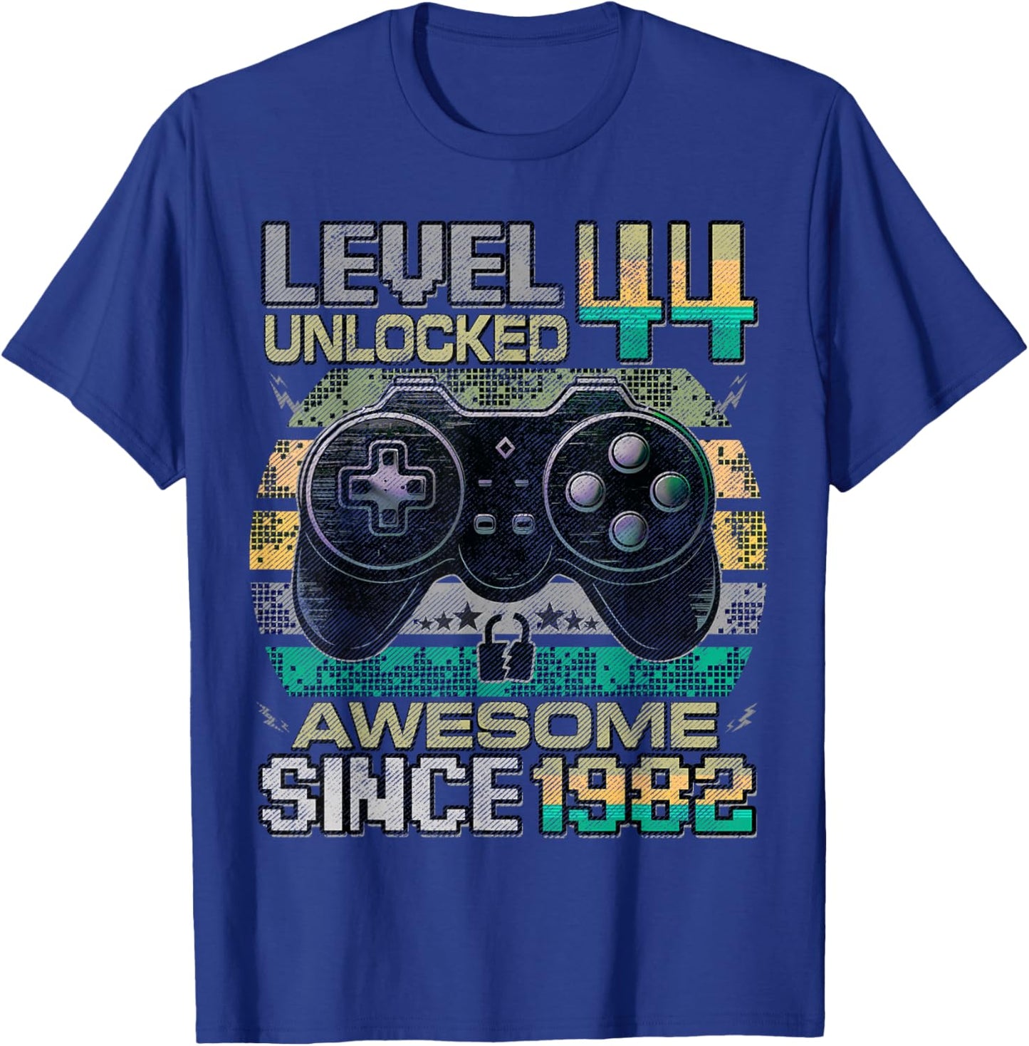 Level 44 Unlocked Awesome Since 1982 44th Birthday Gaming T-Shirt - T-Shirt | Royal