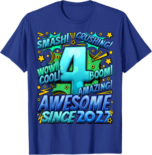 4 Year Old Gifts for Boys 4th Birthday Boy 4 Year Old Boy T-Shirt - T-Shirt | Royal