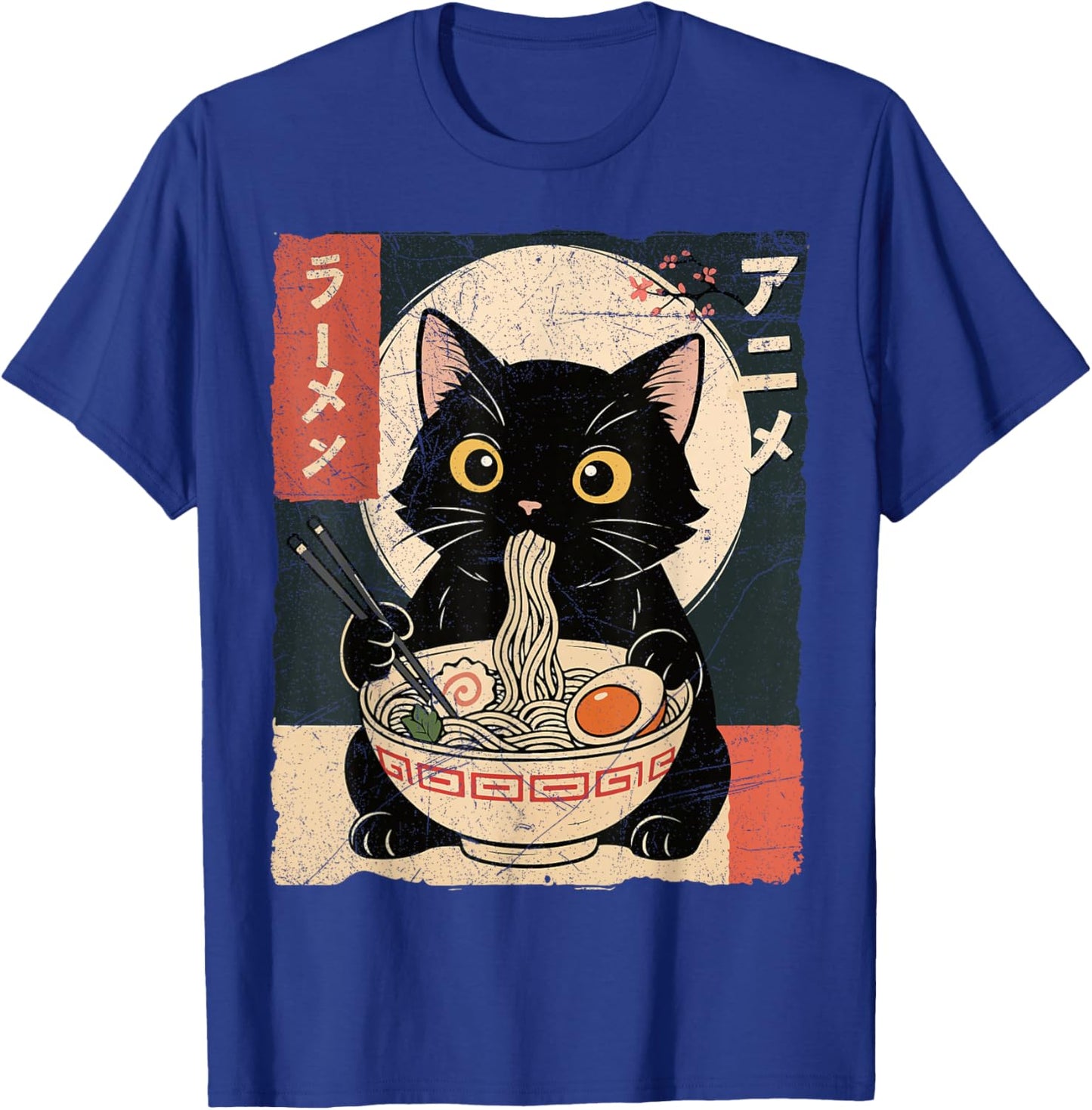 Kawaii Anime Cat Ramen Japanese Graphic Men Women Teens T-Shirt - T-Shirt | Royal