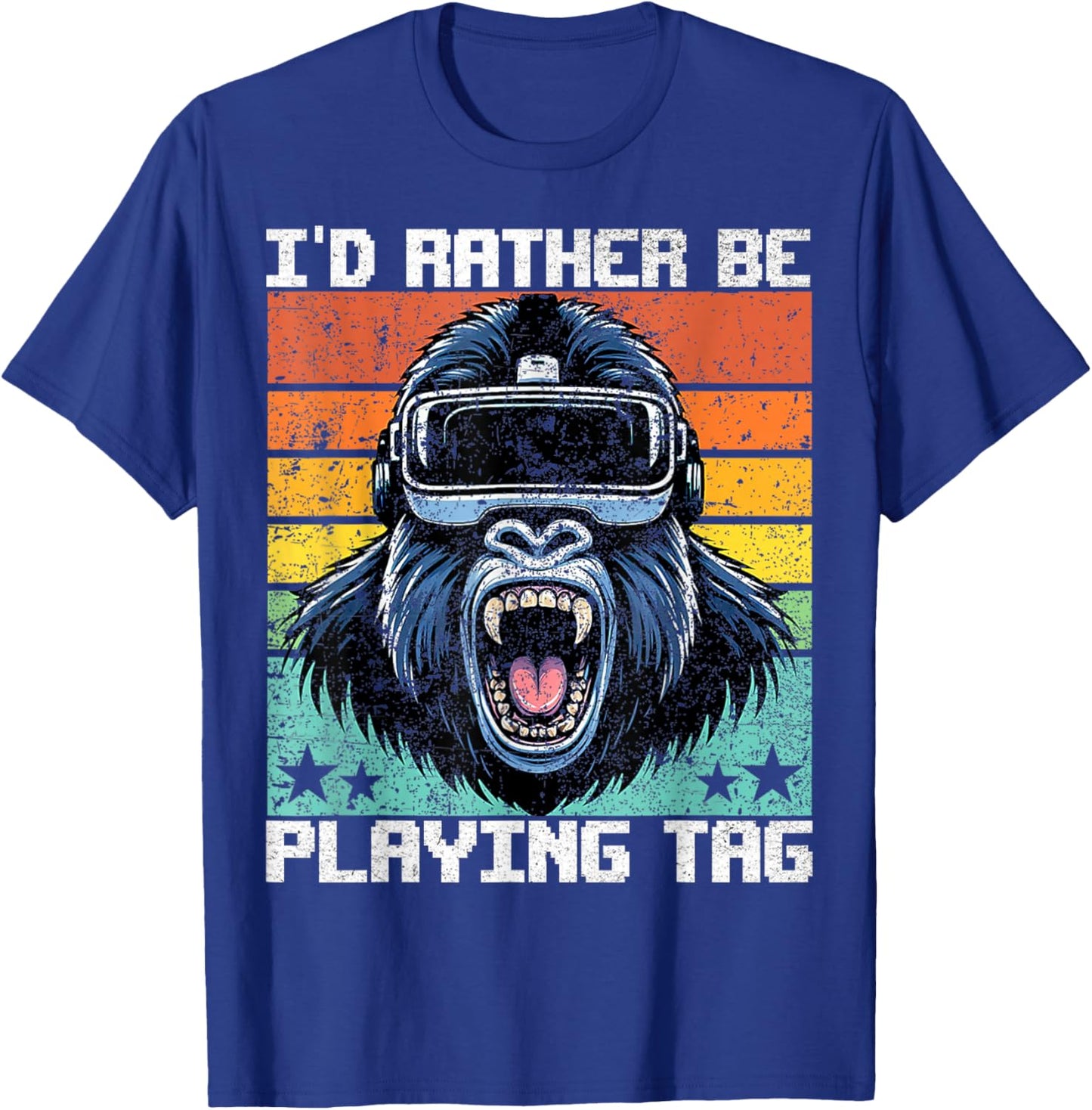 Bruh I'd Rather Be Playing Boys Adult Man Birthday Gorilla T-Shirt - T-Shirt | Royal
