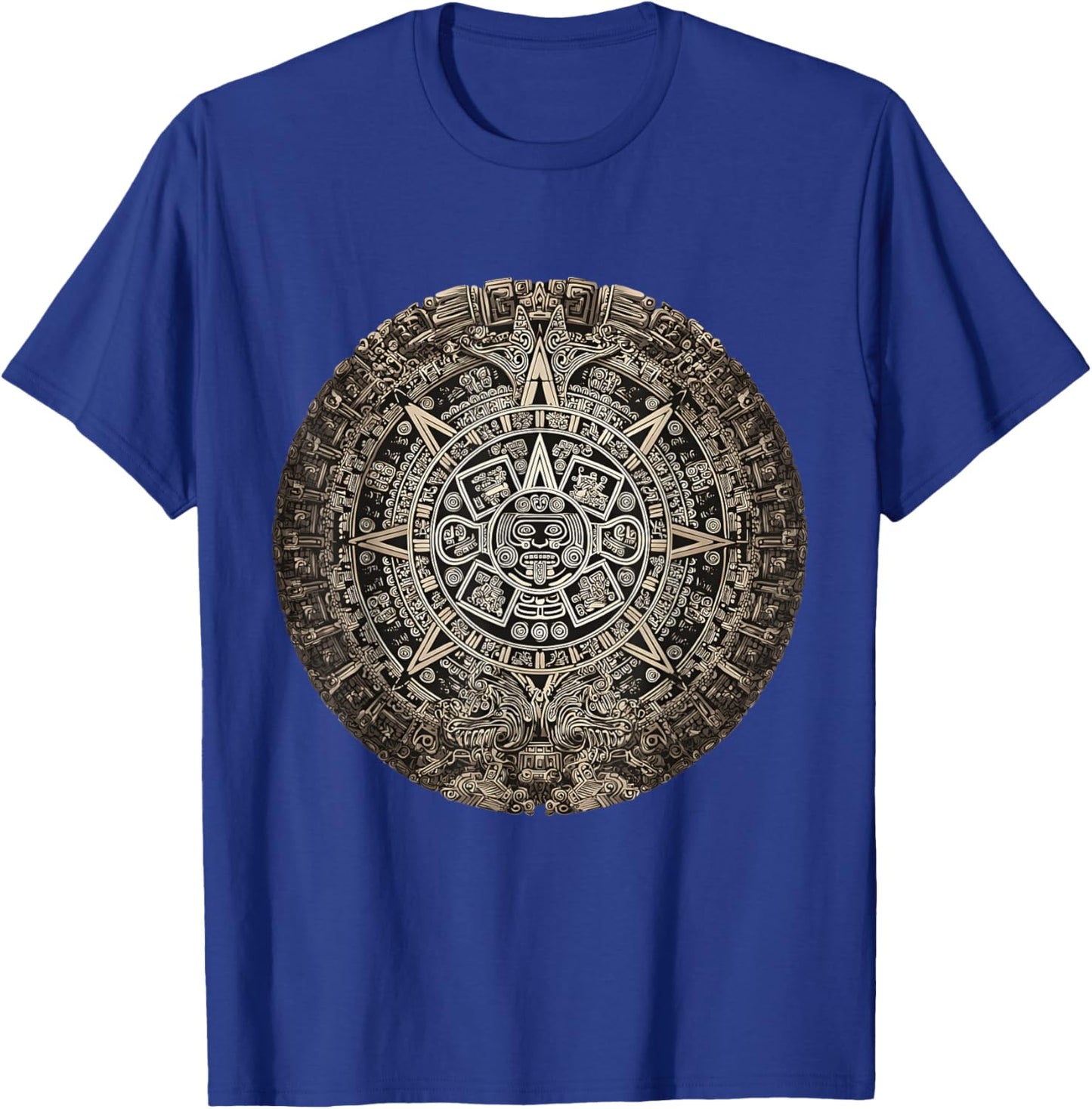 Ancient Mayan Calendar Maya Aztec Mexican Sun Stone Azteca T-Shirt - T-Shirt | Royal