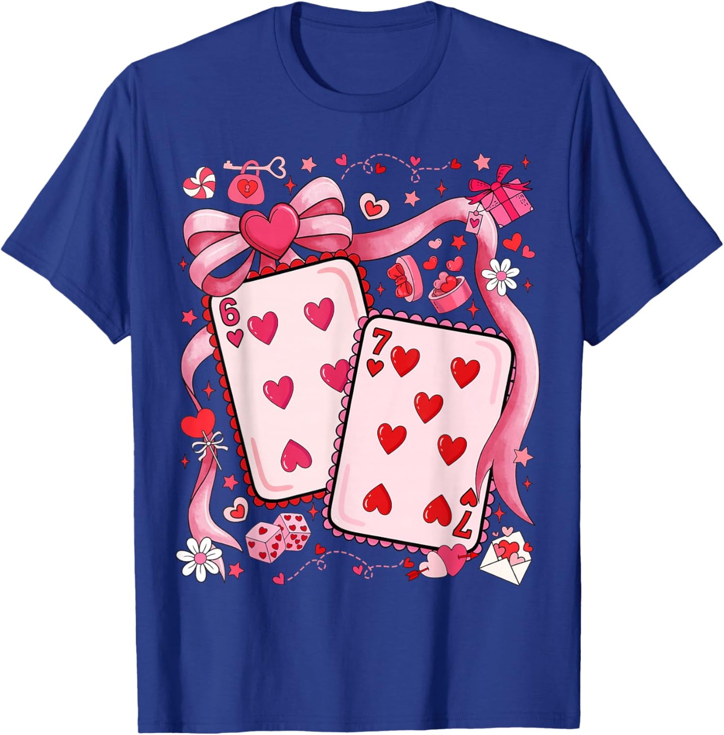 Playing Cards Valentine 67 Coquette Bow Couple Matching Girl T-Shirt - T-Shirt | Royal