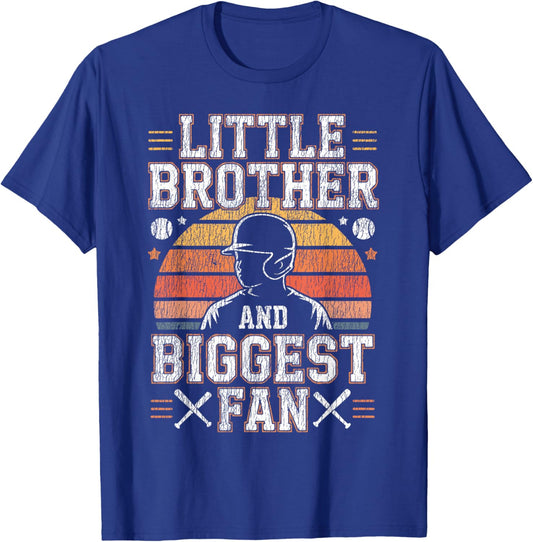 Baseball Fan Brother Vintage Retro Little Brother and T-Shirt - T-Shirt | Royal