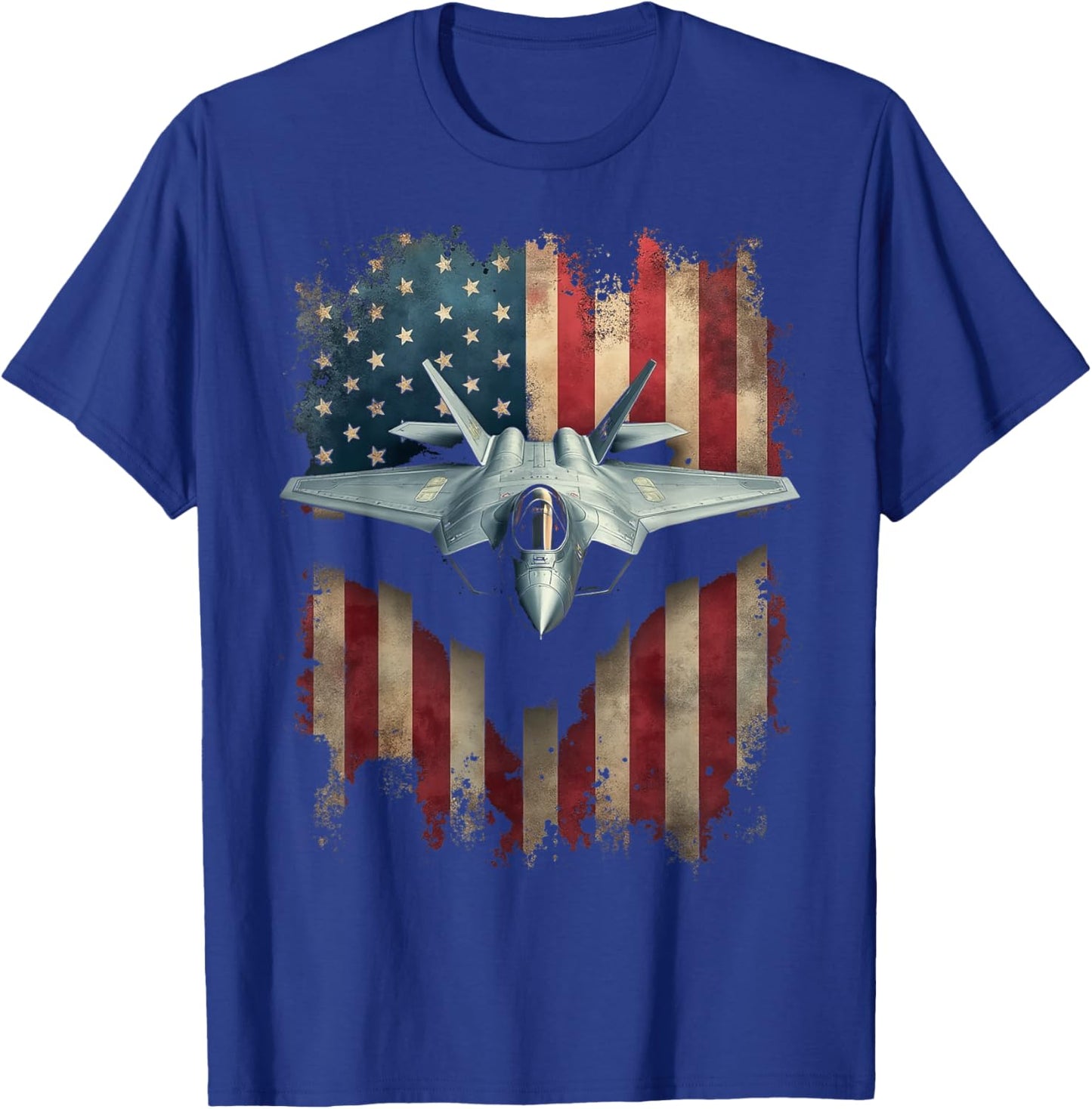 Rugged Patriotic Fighter Jet T-Shirt - T-Shirt | Royal