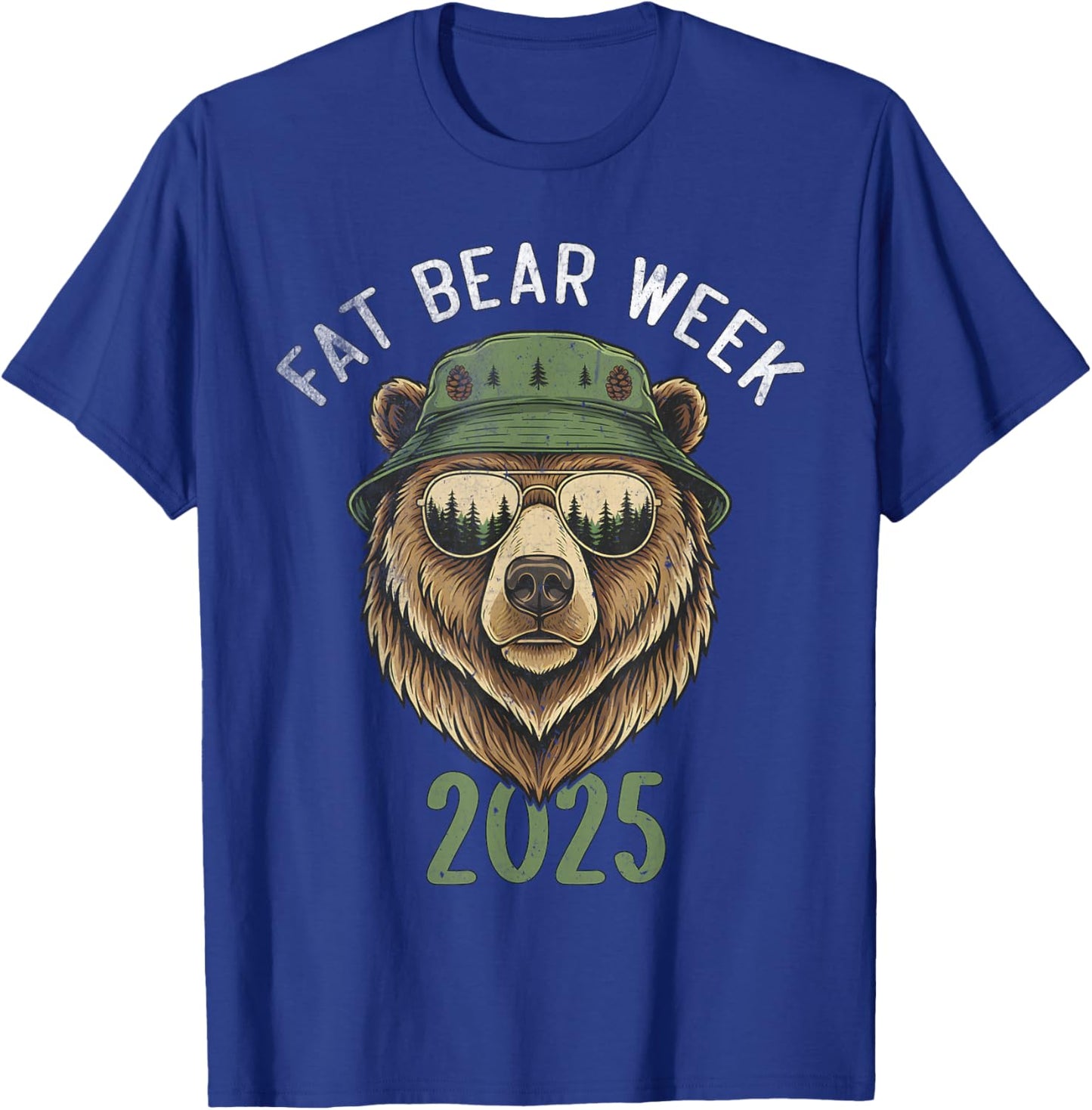 Fat Bear Week 2025 Retro Bear in Sunglasses Nature Lovers T-Shirt - T-Shirt | Royal