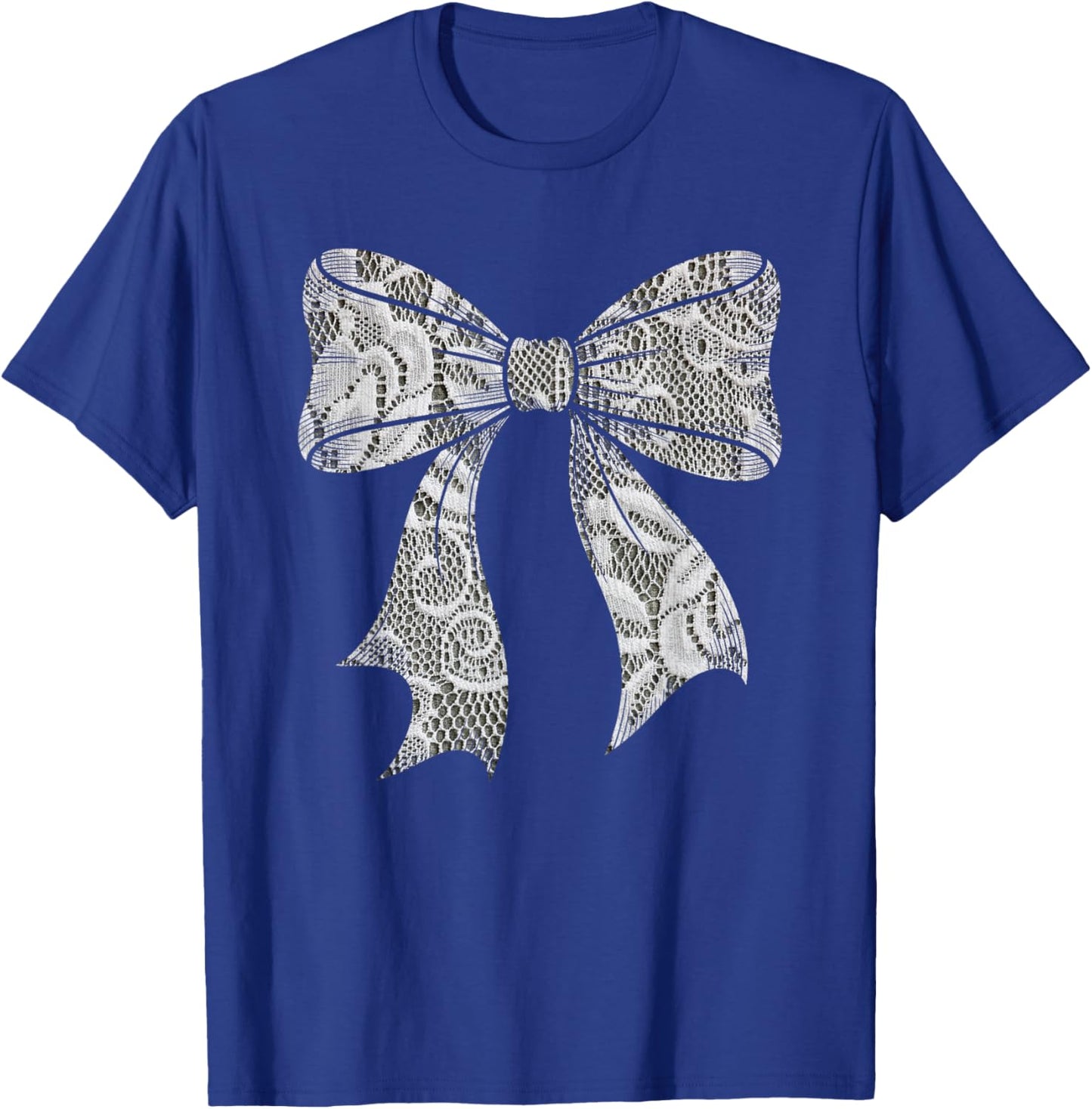 White Lace Bow Vintage Floral Coquette Aesthetic T-Shirt - T-Shirt | Royal