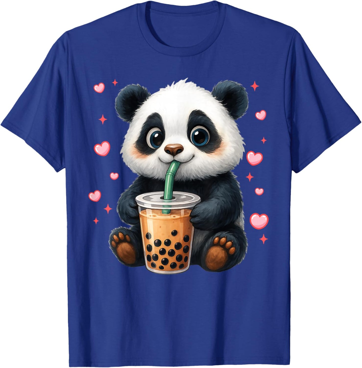 Cute Funny Panda Drink Boba Tea Heart Girl Boy Kid Toddler T-Shirt - T-Shirt | Royal