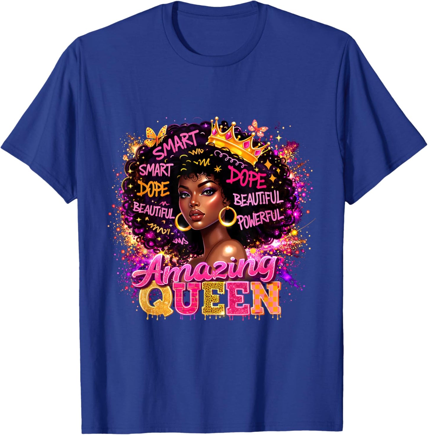 Afro Girl Black Women African Melanin Dope Queen T-Shirt - T-Shirt | Royal