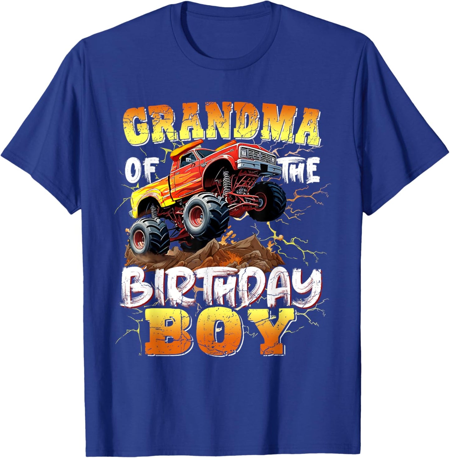 Grandma of The Birthday Boy Monster Truck Birthday Family T-Shirt - T-Shirt | Royal
