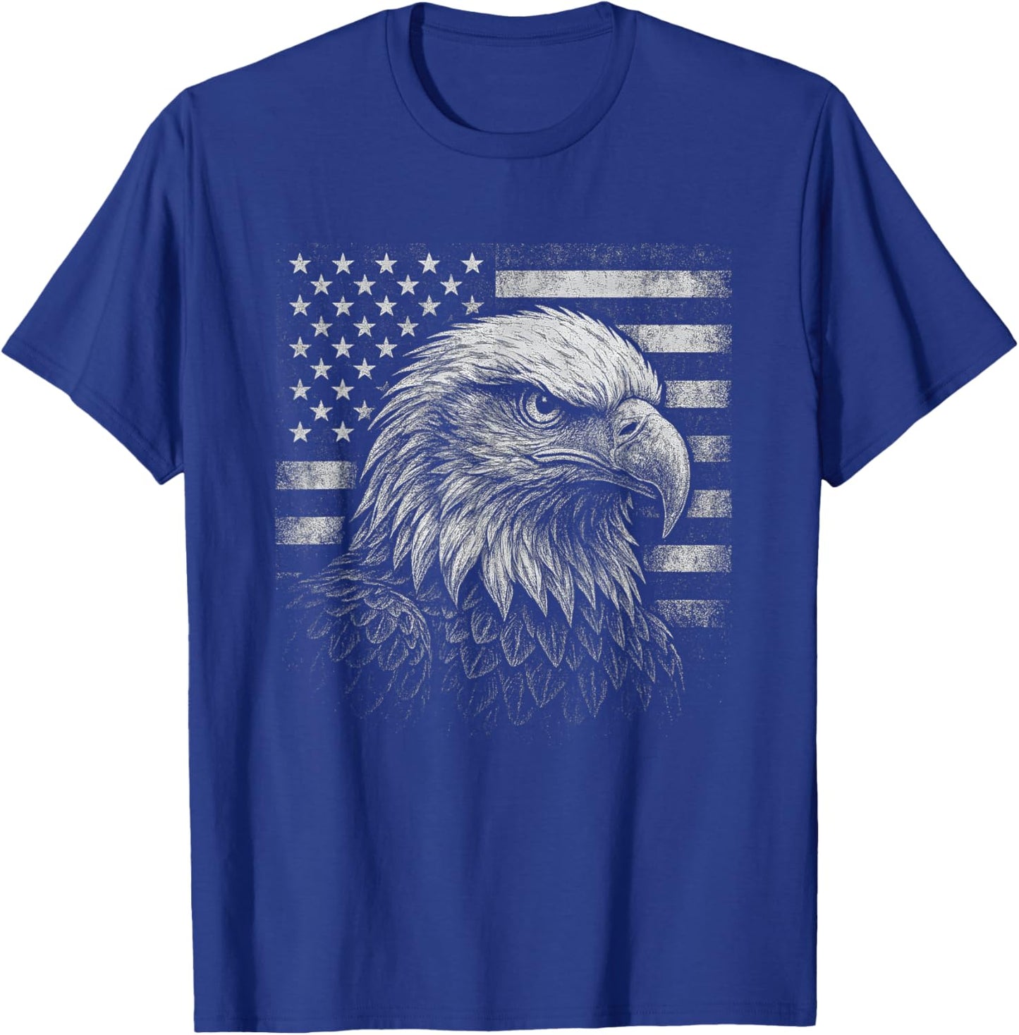 Fierce Eagle and American Flag Patriotic USA 4th of July T-Shirt - T-Shirt | Royal