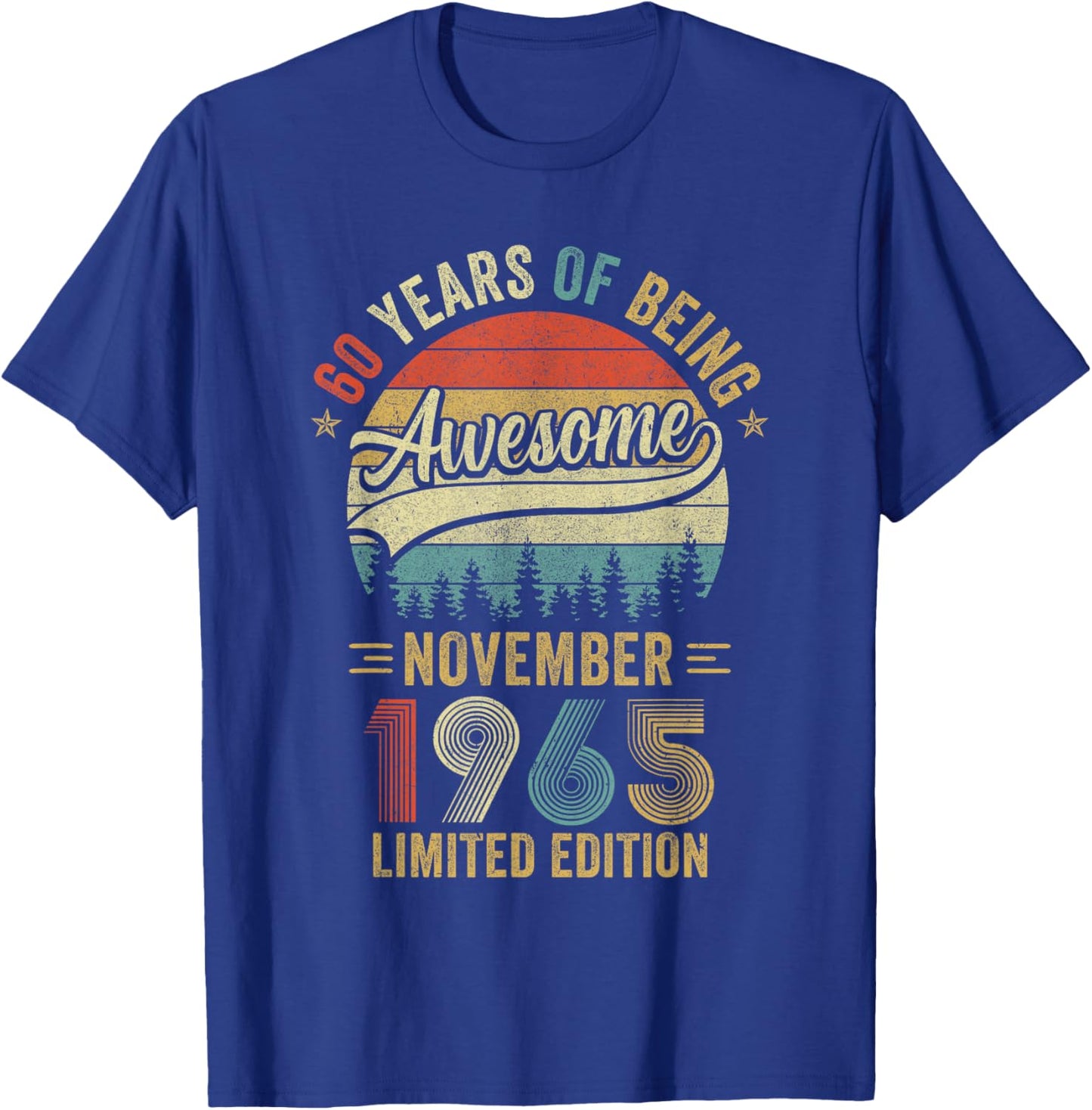 Vintage November 1965 Old 60Th Birthday Men Women T-Shirt - T-Shirt | Royal
