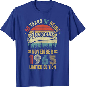 Vintage November 1965 Old 60Th Birthday Men Women T-Shirt - T-Shirt | Royal