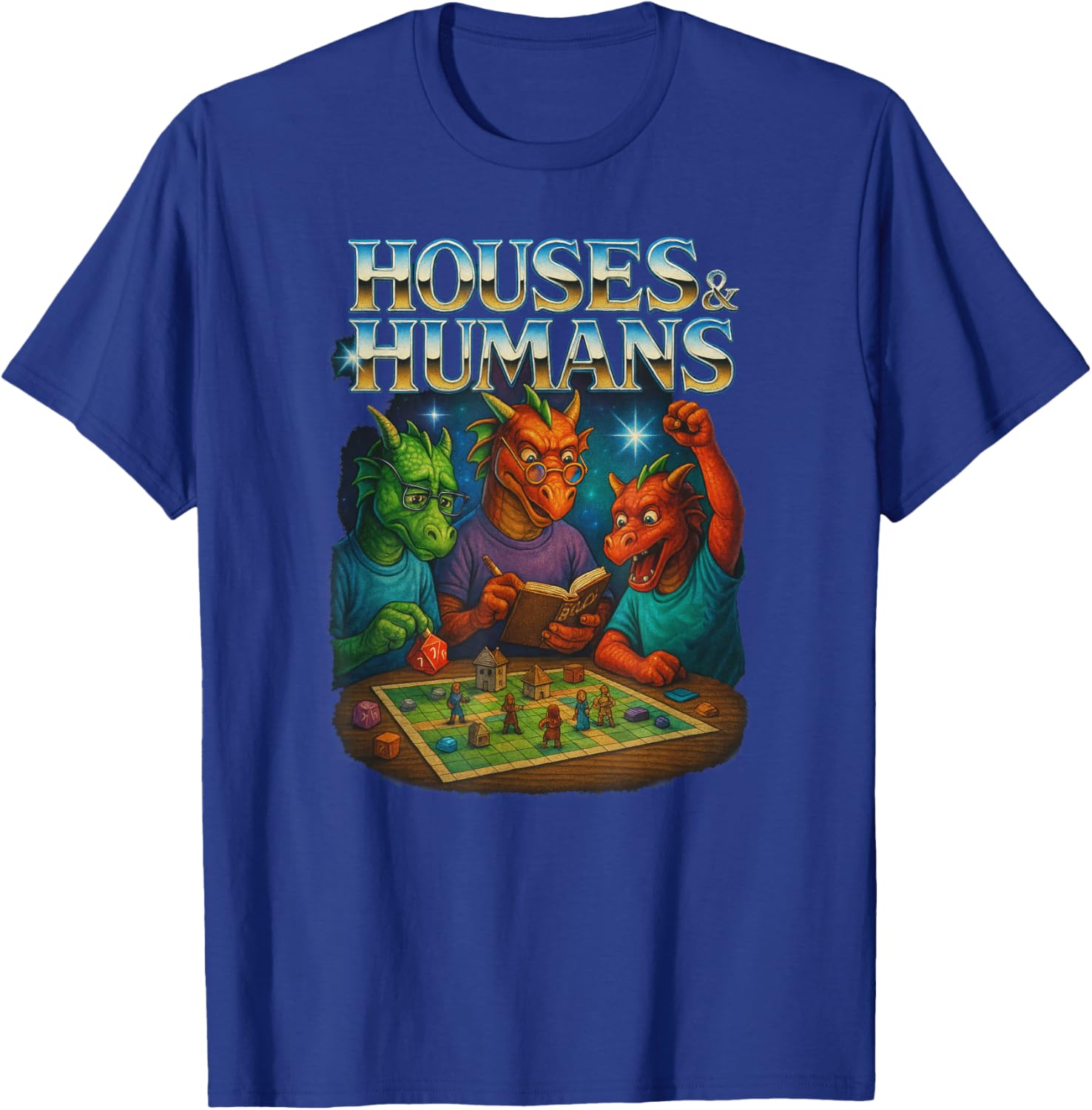 Houses and Humans Funny Gaming RPG Gamers Men Women Kids T-Shirt - T-Shirt | Royal