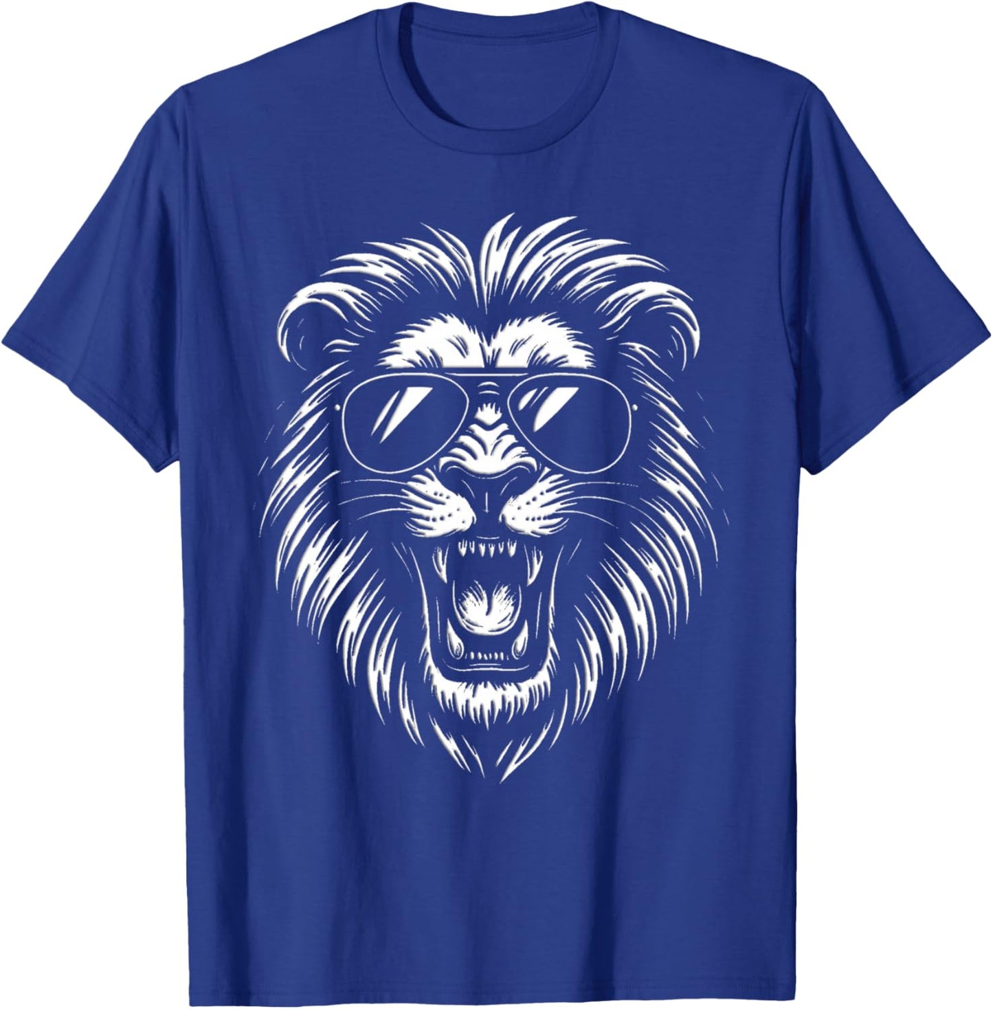 Roaring Lion With Sunglasses Bold Black And White Artwork T-Shirt - T-Shirt | Royal