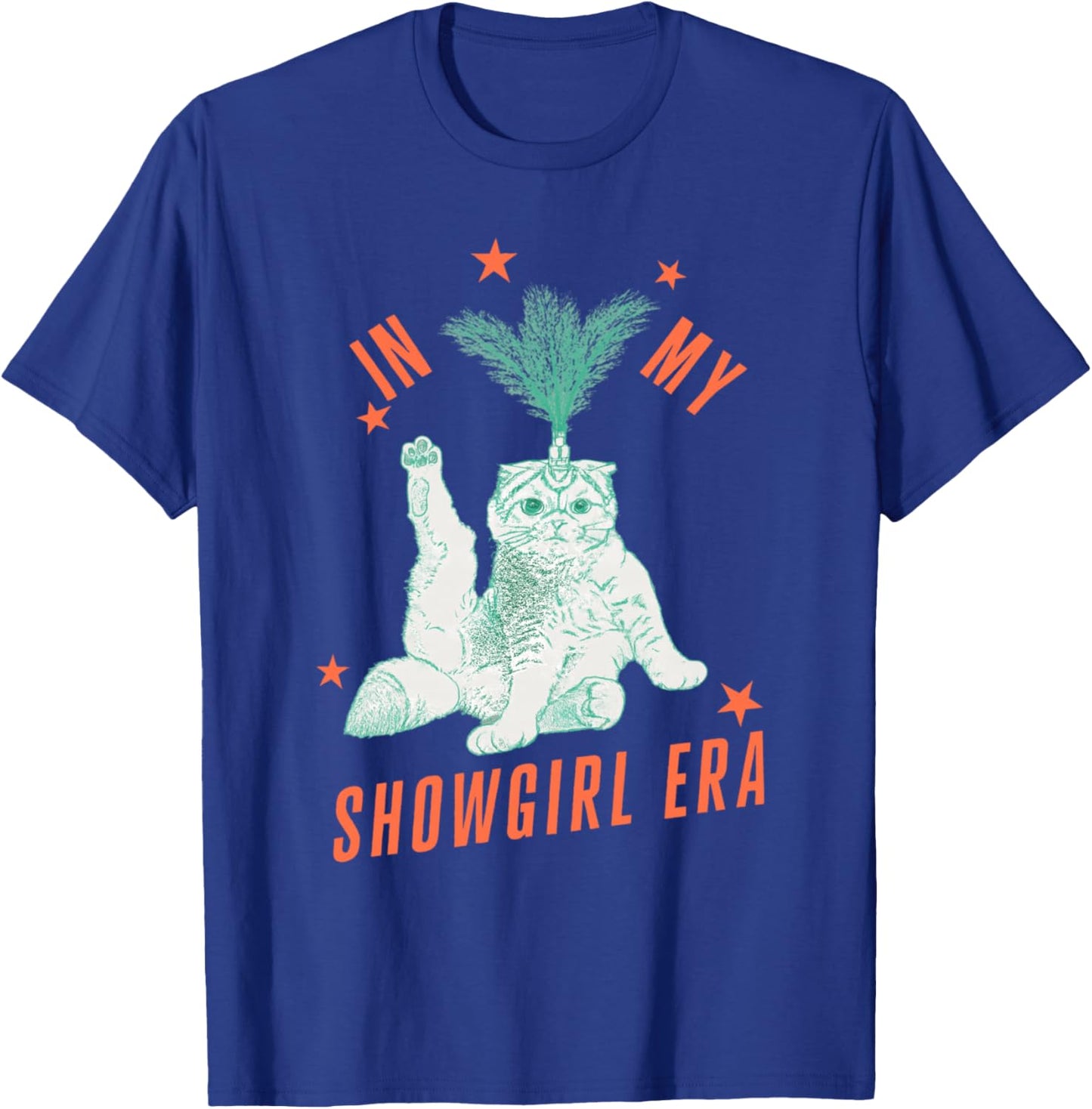 Funny Cat in Showgirl Costume Retro Humor T-Shirt - T-Shirt | Royal