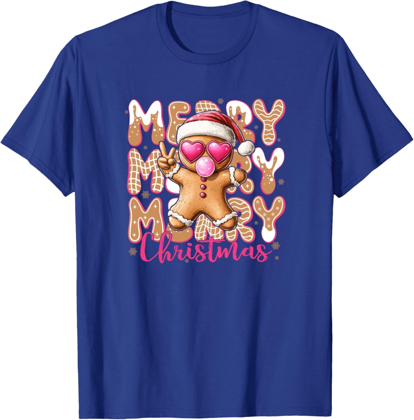 Gingerbread Merry Christmas Cute Women Girls Design T-Shirt - T-Shirt | Royal