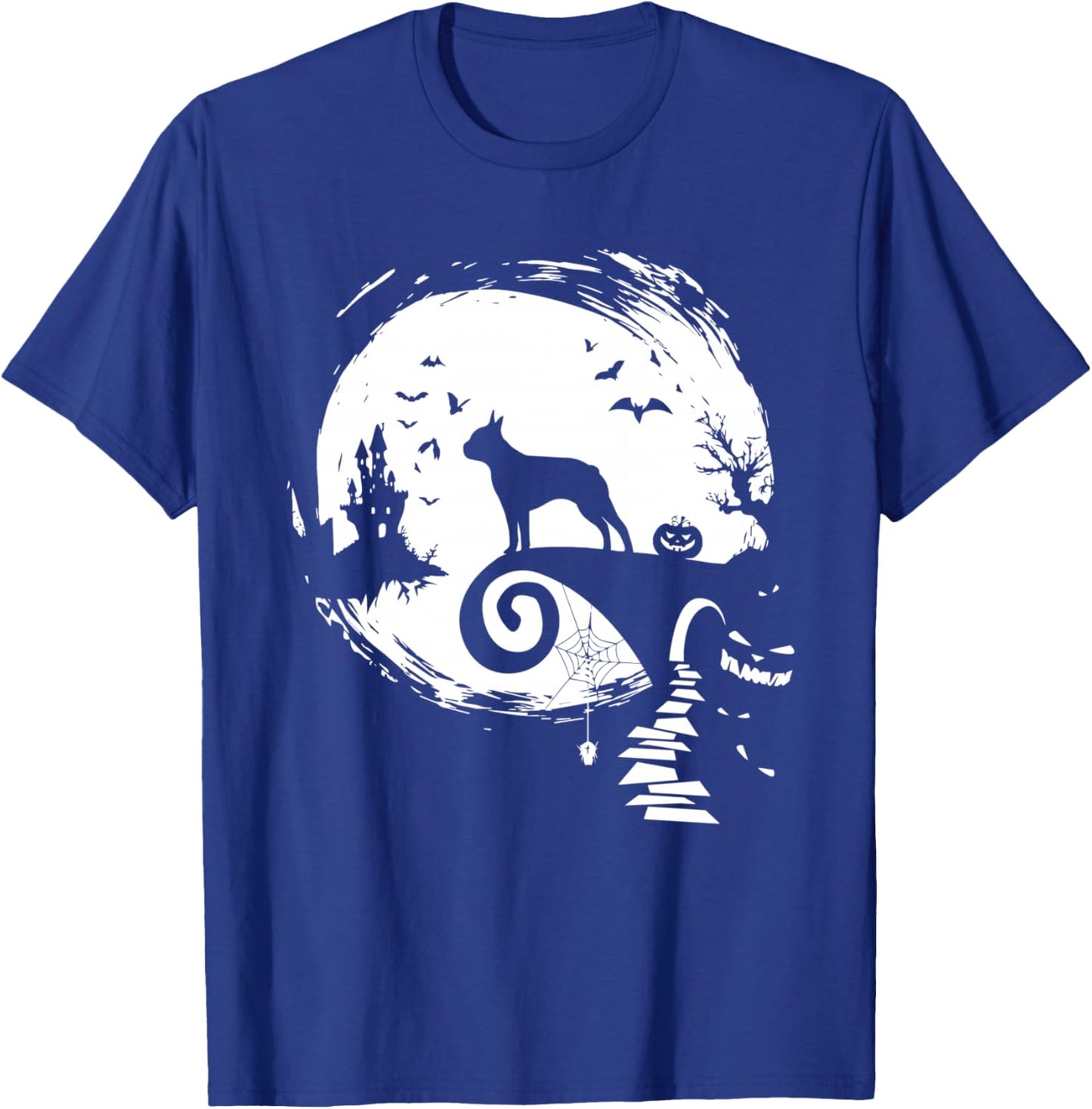 Boston Terrier And Moon Halloween Costume Dog Lover Funny T-Shirt - T-Shirt | Royal