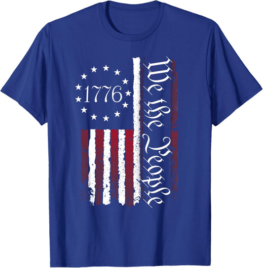 1776 Betsy Ross Flag 13-Star Ring Vintage USA Flag T-Shirt - T-Shirt | Royal