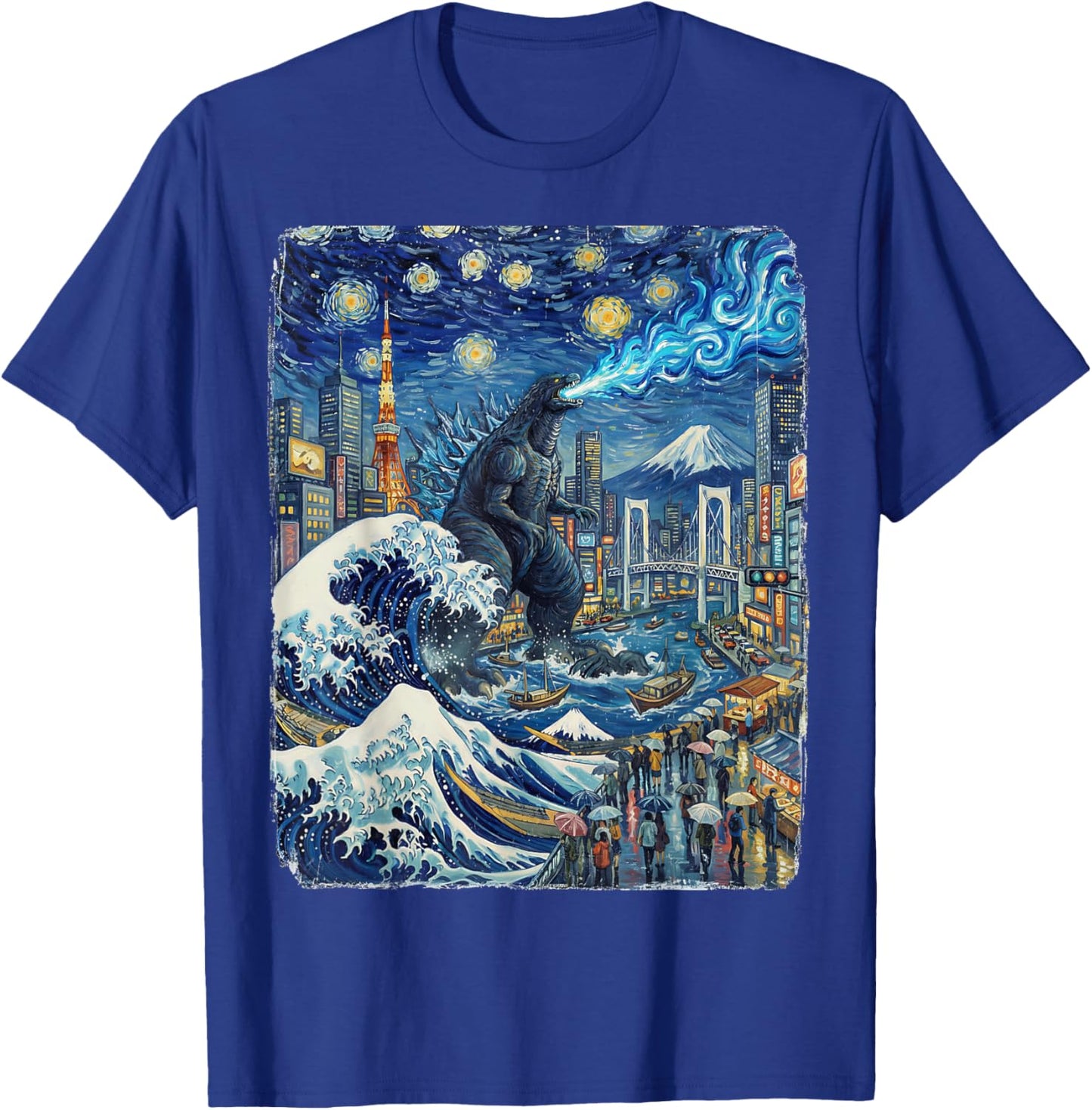 Kaiju Monster Japanese Anime Vangogh Painting Art Graphic T-Shirt - T-Shirt | Royal