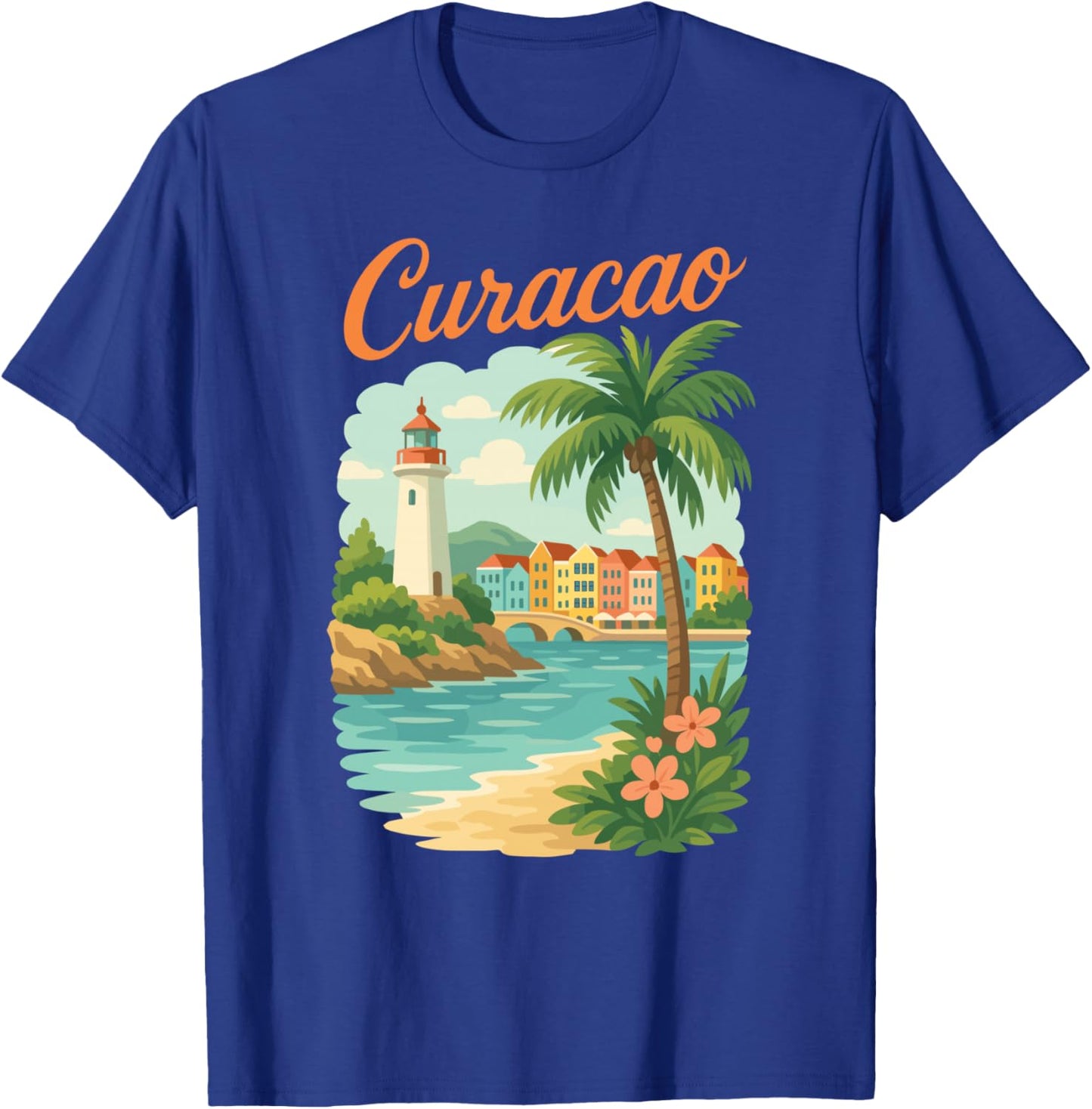 Vintage Curacao Tropical Caribbean Island T-Shirt - T-Shirt | Royal