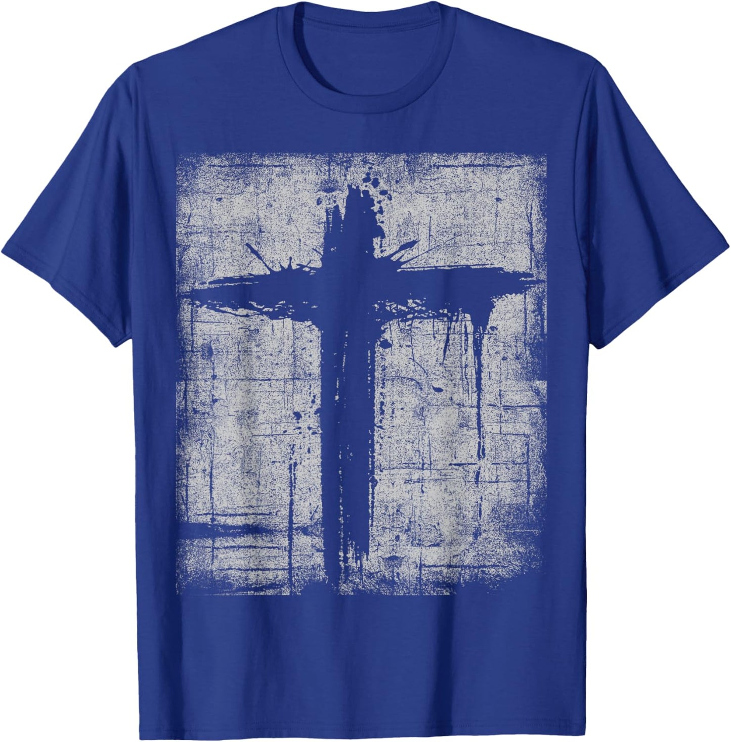 Cross Black Cool Grunge Distressed Crucifix Faith Christian T-Shirt - T-Shirt | Royal