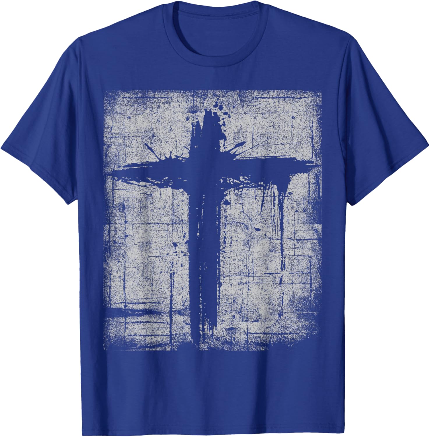 Cross Black Cool Grunge Distressed Crucifix Faith Christian T-Shirt - T-Shirt | Royal
