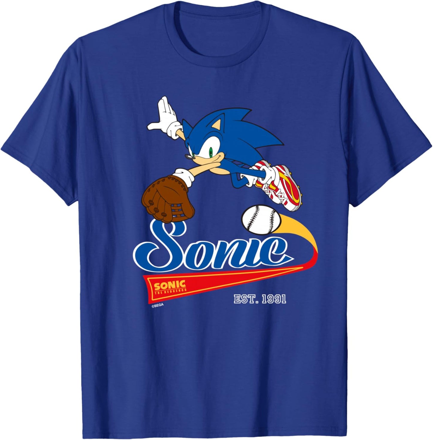 Sonic the Hedgehog - Sonic Baseball Est. 1991 T-Shirt - T-Shirt | Royal