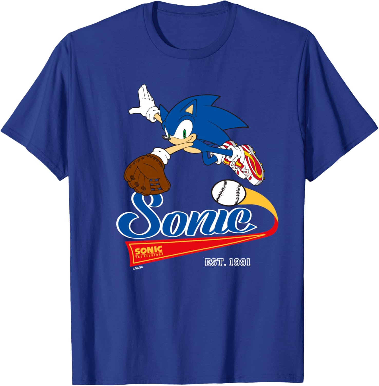 Sonic the Hedgehog - Sonic Baseball Est. 1991 T-Shirt - T-Shirt | Royal