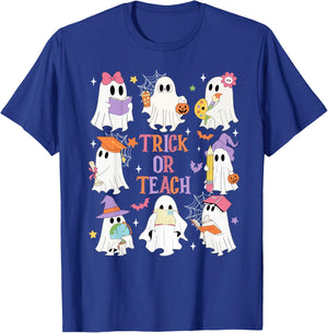 Trick Or Teach Funny Teacher Boo Ghost Halloween Costume T-Shirt - T-Shirt | Royal