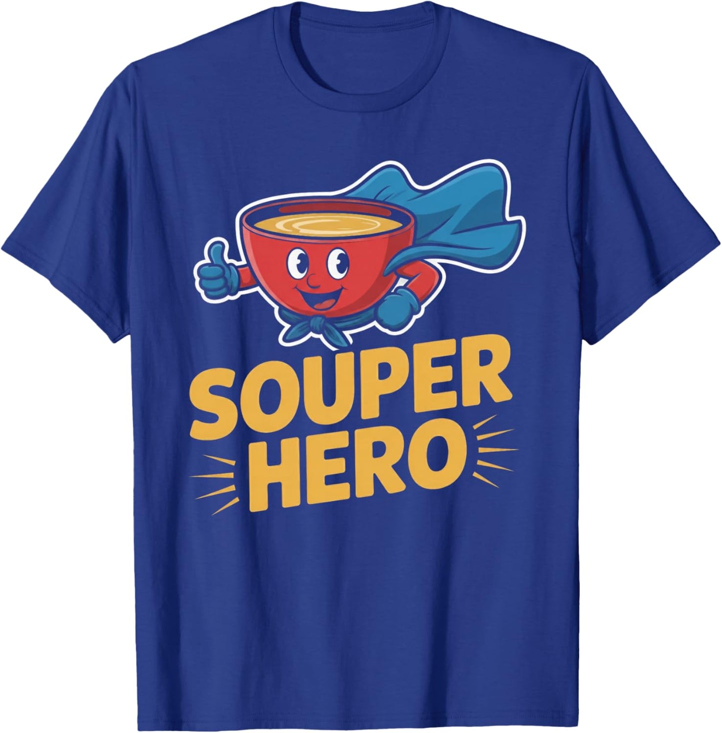 Souper Hero Funny Soup Bowl Cartoon Pun T-Shirt - T-Shirt | Royal