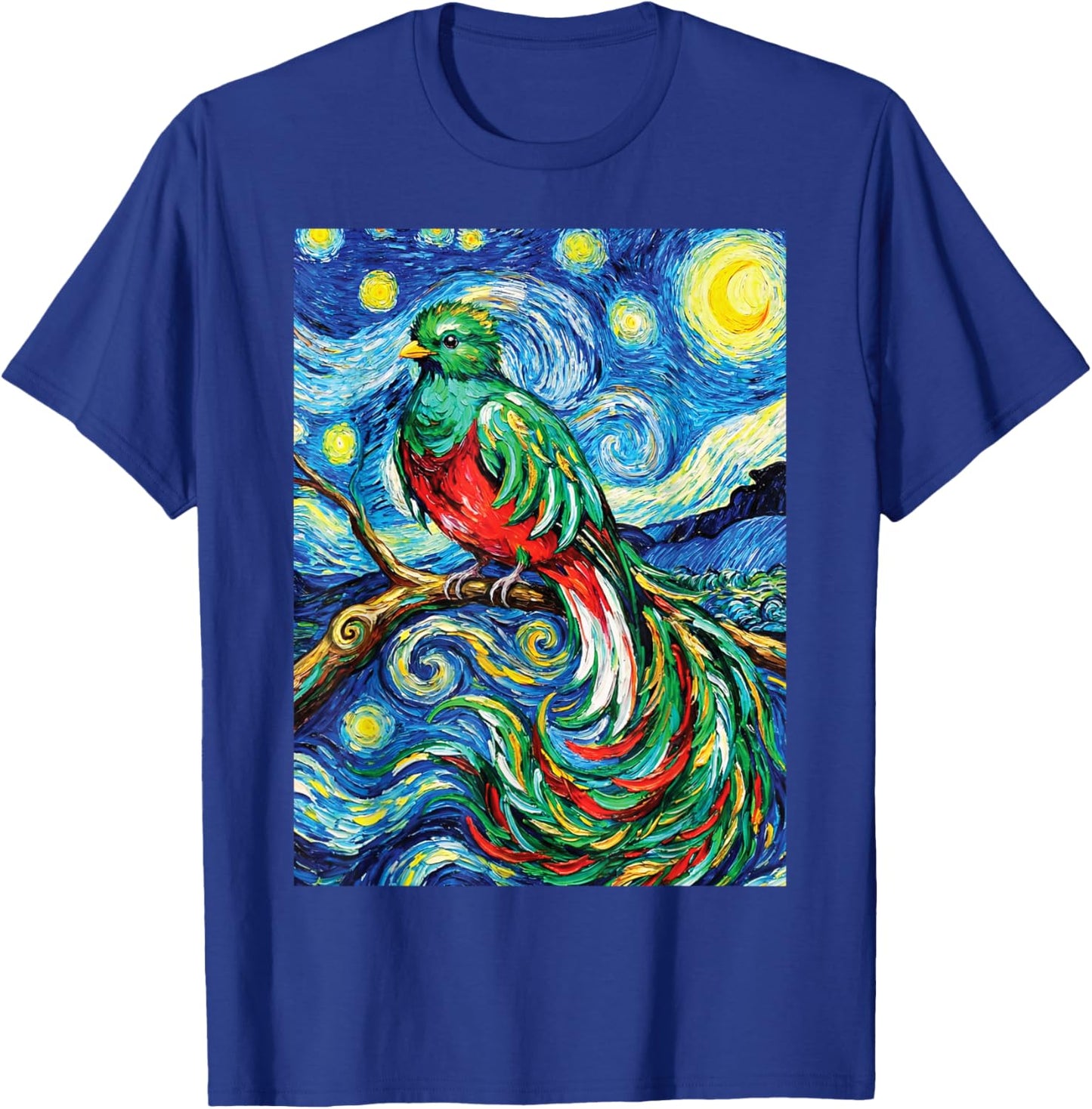 Quetzal Starry Night Van Gogh Style Guatemala T-Shirt - T-Shirt | Royal