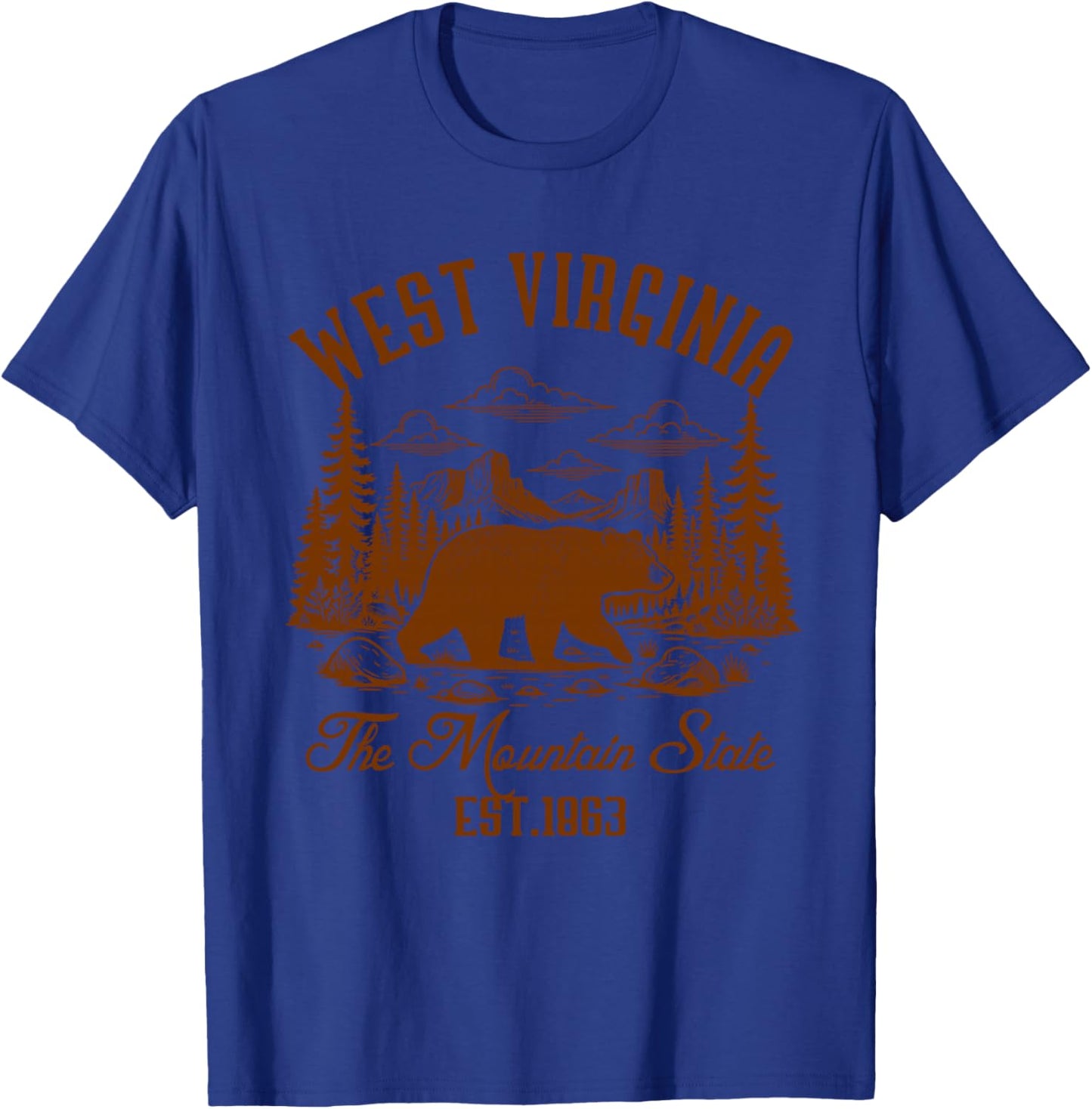 West Virginia The Mountain State Black Bear Travel Souvenir T-Shirt - T-Shirt | Royal