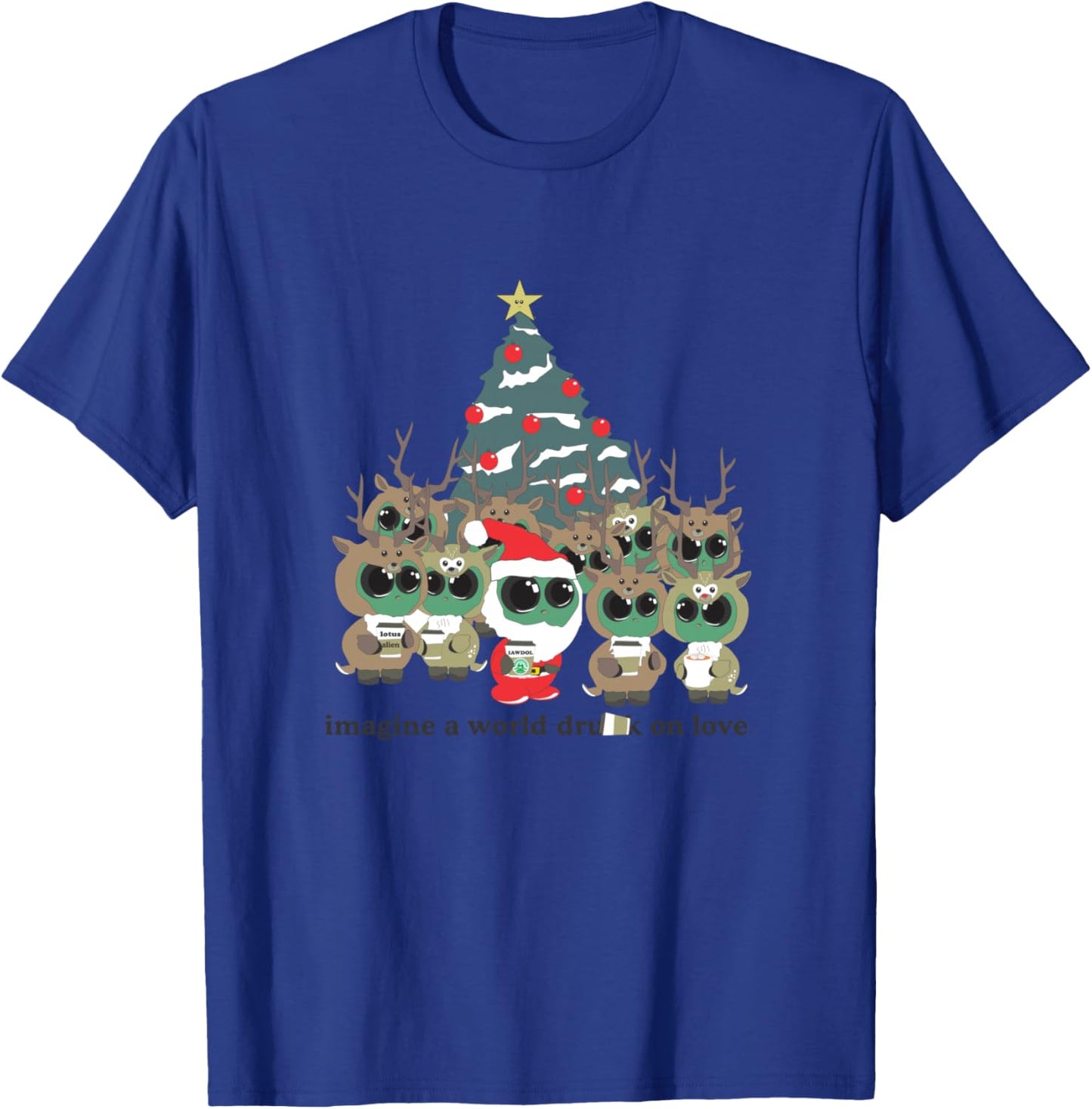 Lotus Alien Christmas party black & white T-Shirt - T-Shirt | Royal