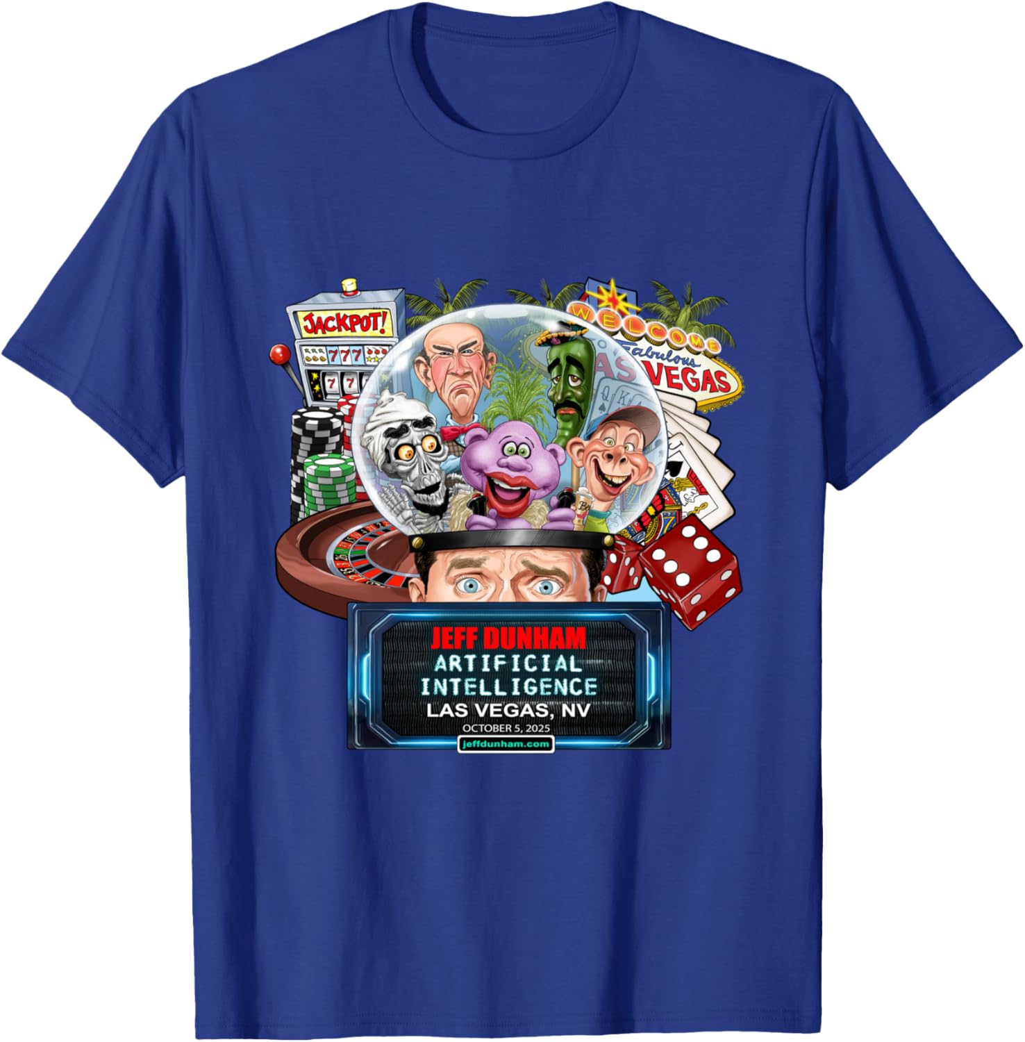 Jeff Dunham Las Vegas, NV (2025) T-Shirt - T-Shirt | Royal