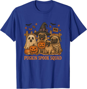 Pugkin Spook Squad Cute Pug Halloween Spooky Ghost Pumpkin T-Shirt - T-Shirt | Royal